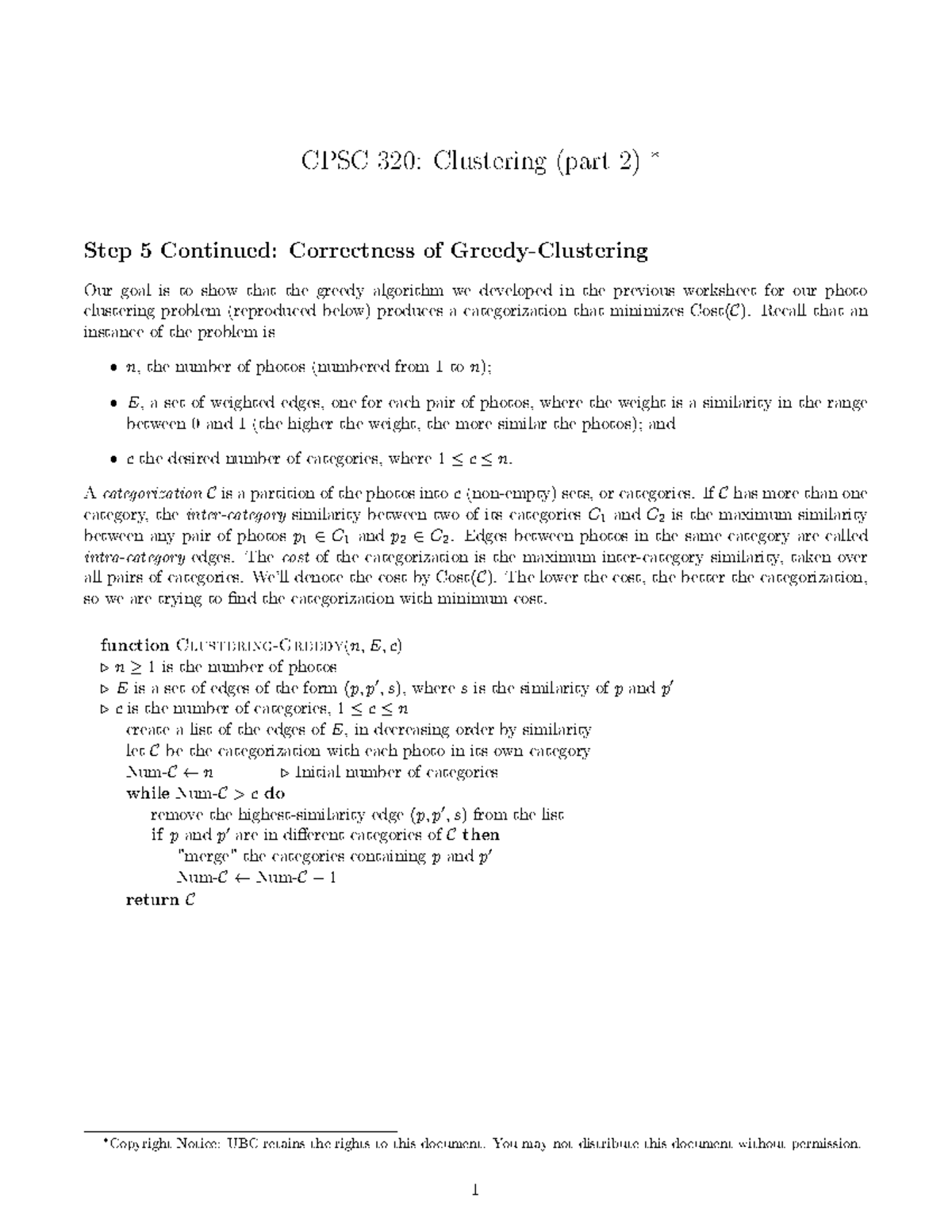 In-class worksheet on greedy part two - CPSC 320 - UBC - Studocu