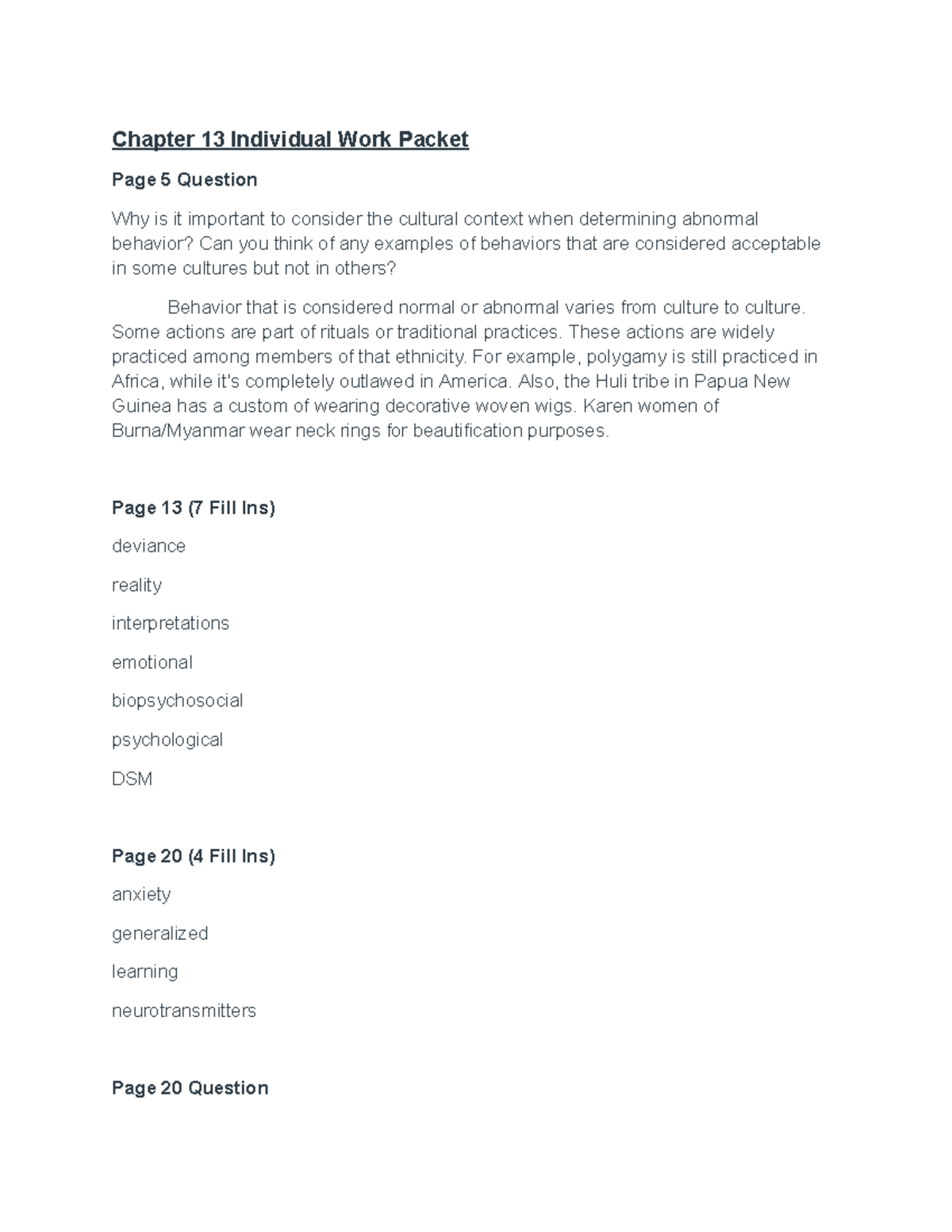 Chapter 13 Individual Work Packet - Chapter 13 Individual Work Packet ...