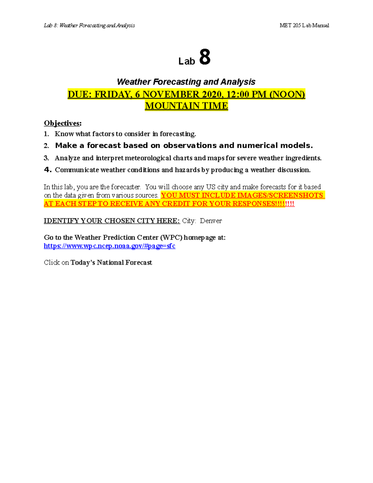 Lab 8 - Weather Forecasting and Analysis - Lab 8 Weather Forecasting ...