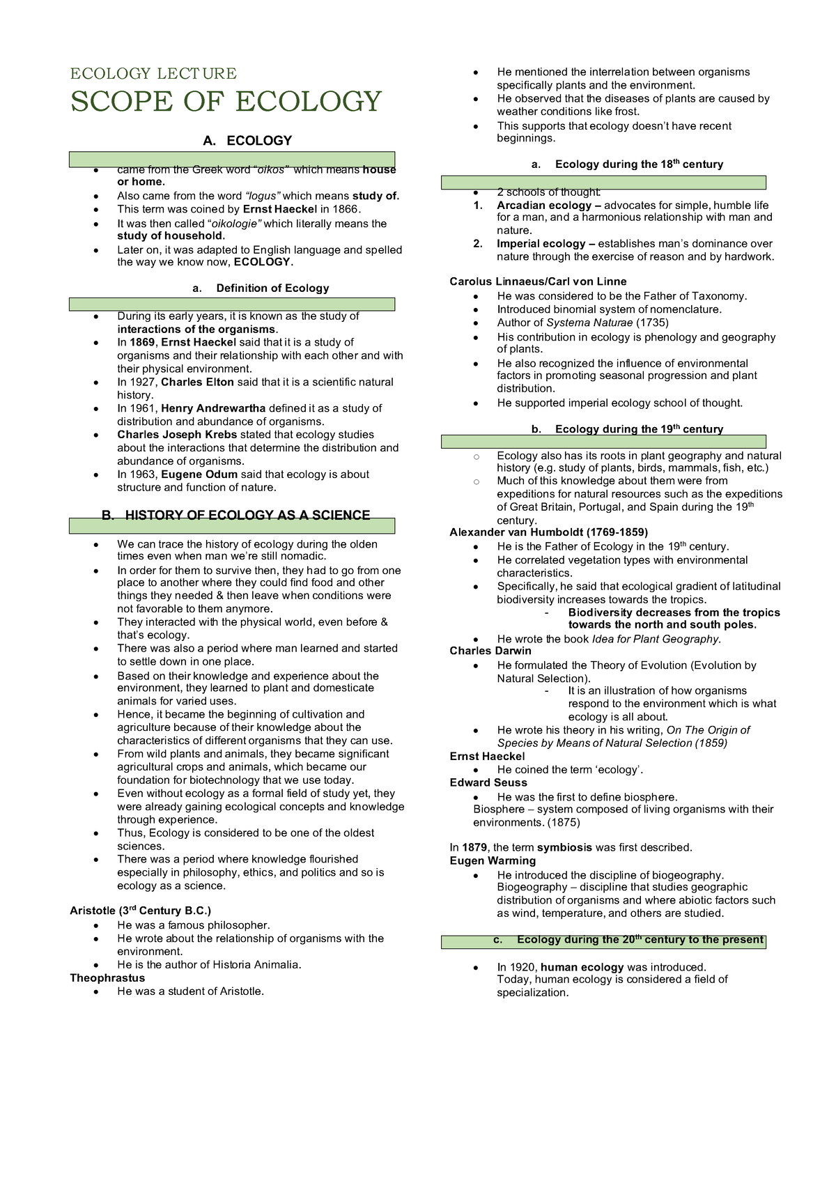 Socpe-of-ecology - Ecology And Its Scopes - ECOLOGY LECT URE SCOPE OF ...