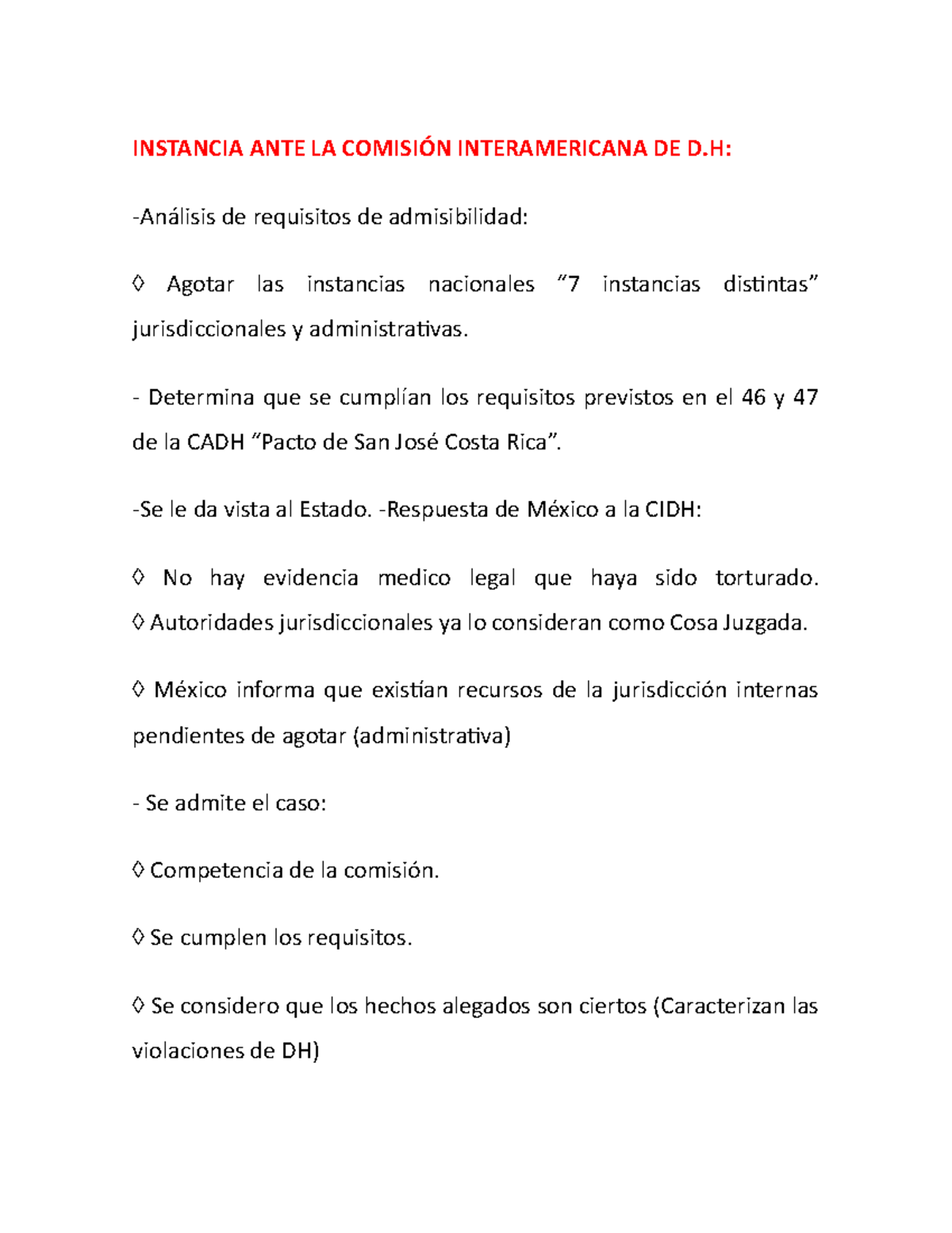 Instancia ANTE LA Comisión Interamericana DE Derechos humanos ...