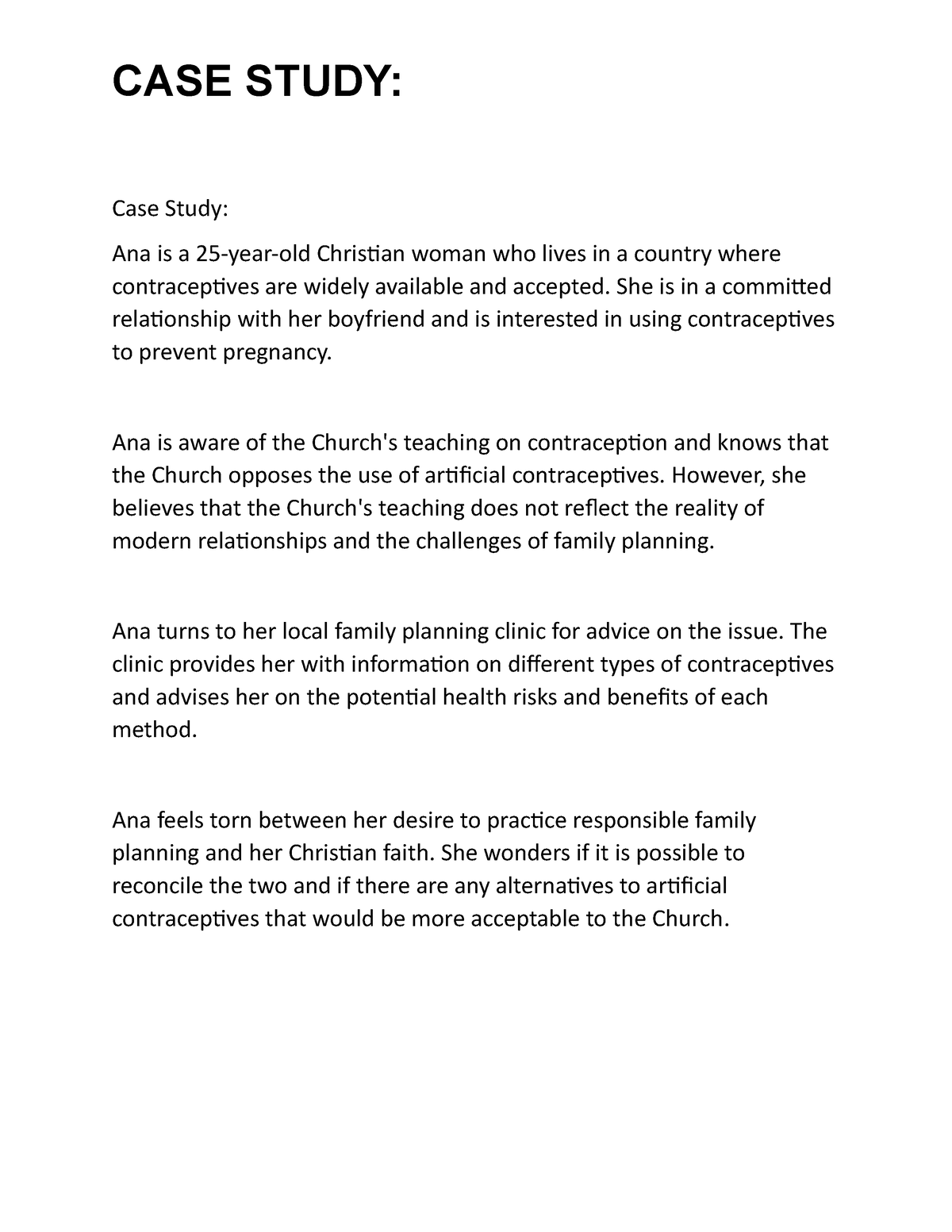 christian ethics case study examples