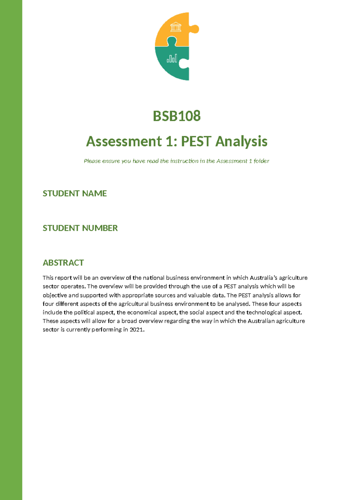 BSB108 - Assignment 1 PEST Analysis - BSB Assessment 1: PEST Analysis ...
