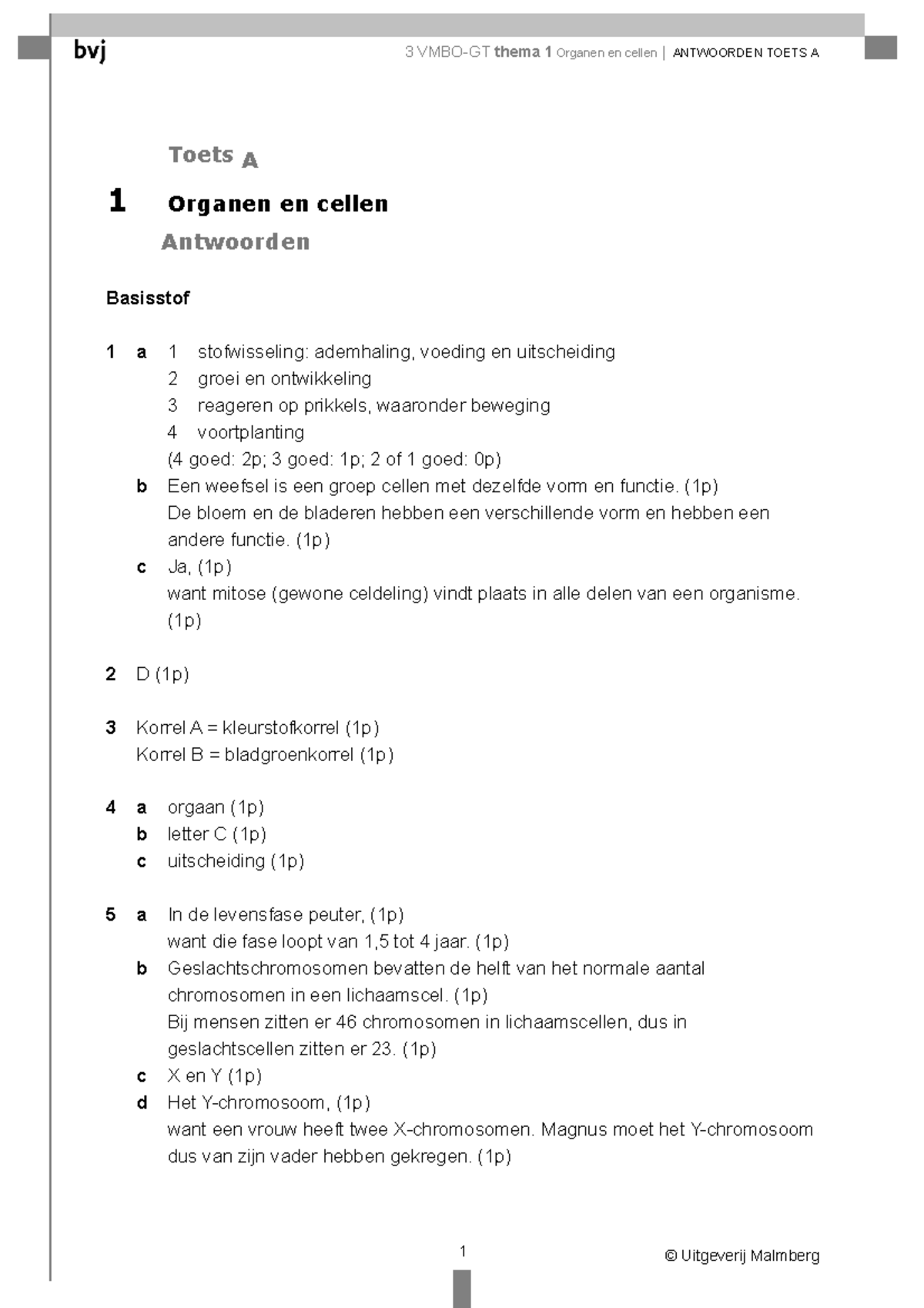 Oefentoets Versie A Antwoorden - Toets A 1 Organen En Cellen Antwoorden ...