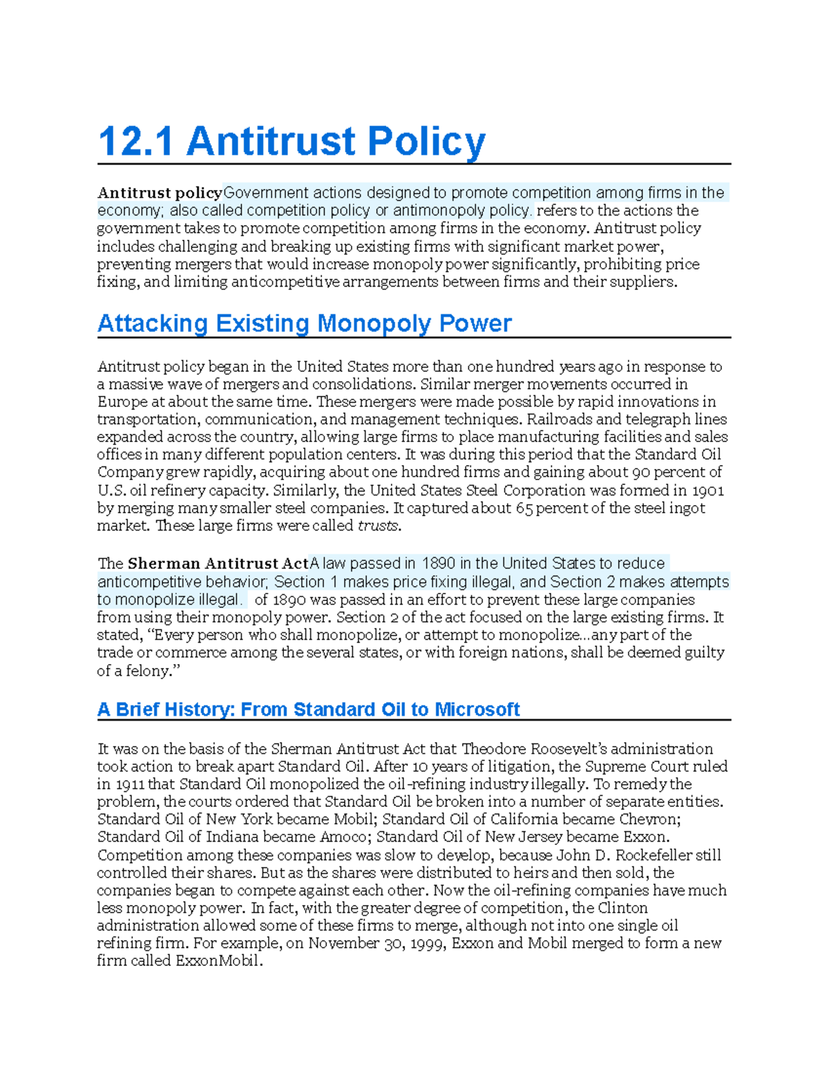 12.1 Antitrust Policy - 12 Antitrust Policy Antitrust PolicyGovernment ...