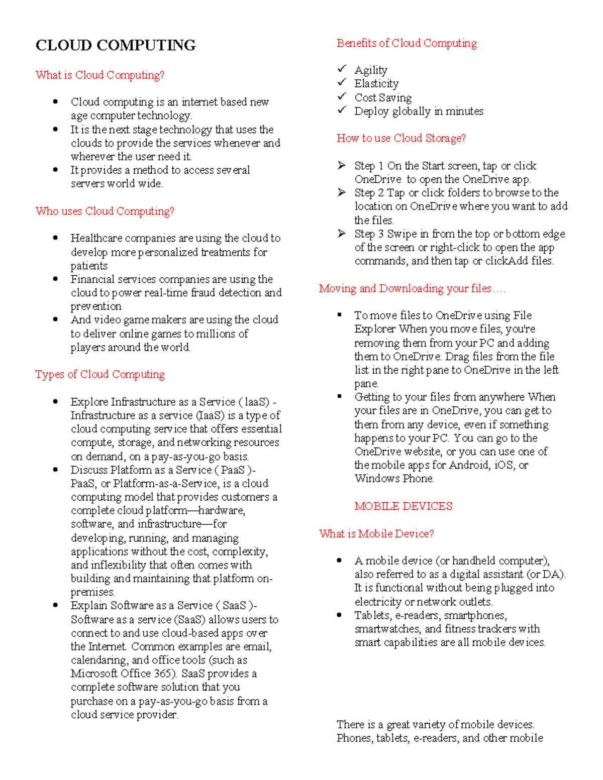 Cloud computing and mobile devices - CLOUD COMPUTING What is Cloud ...