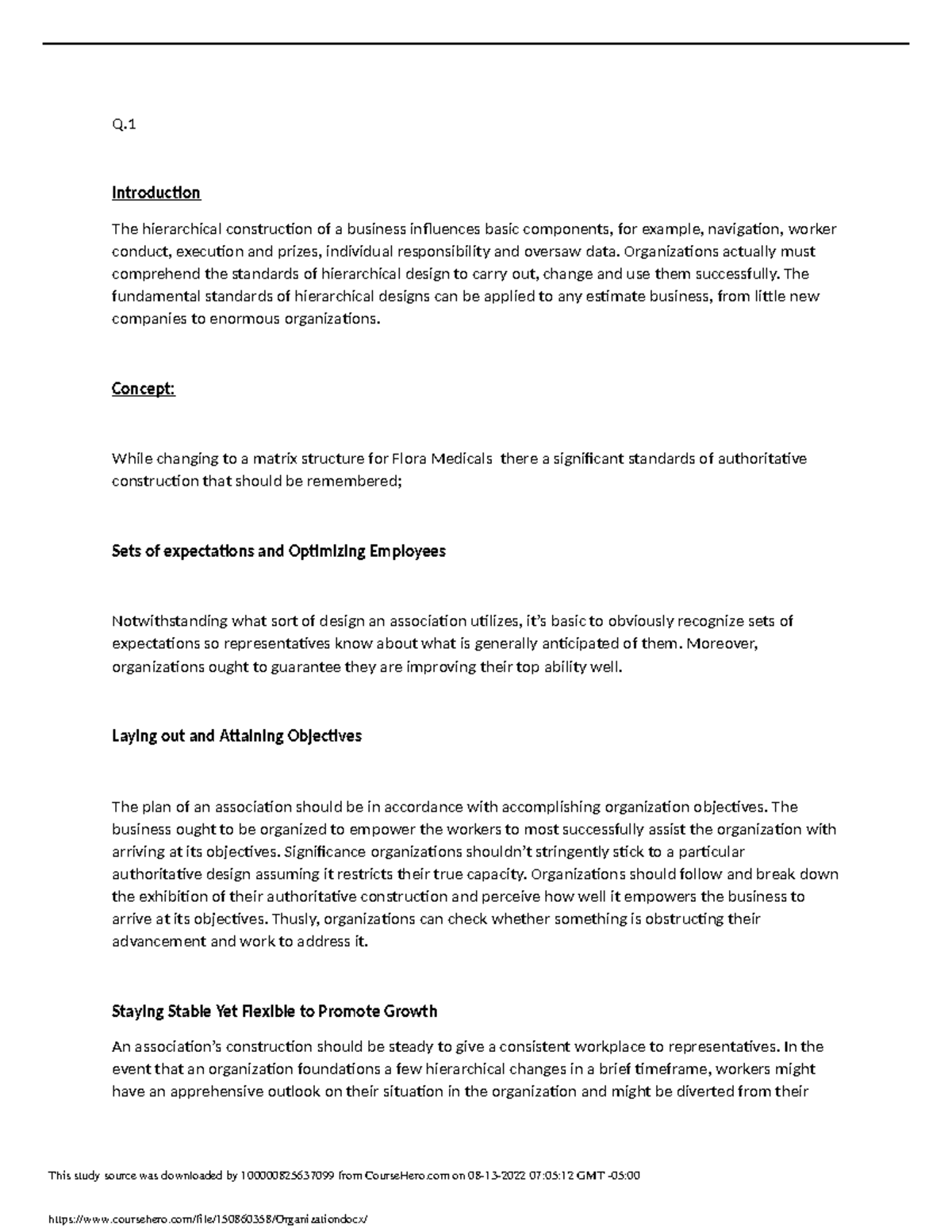 Organization - Assignment - Q. Introduction The hierarchical ...