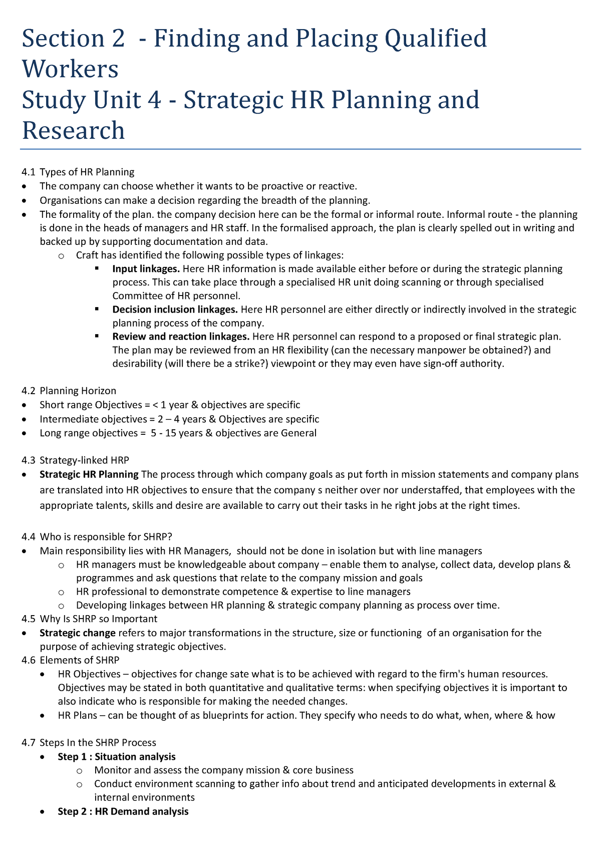 HRM2605-study notes - Section 2 - Finding and Placing Qualified Workers ...