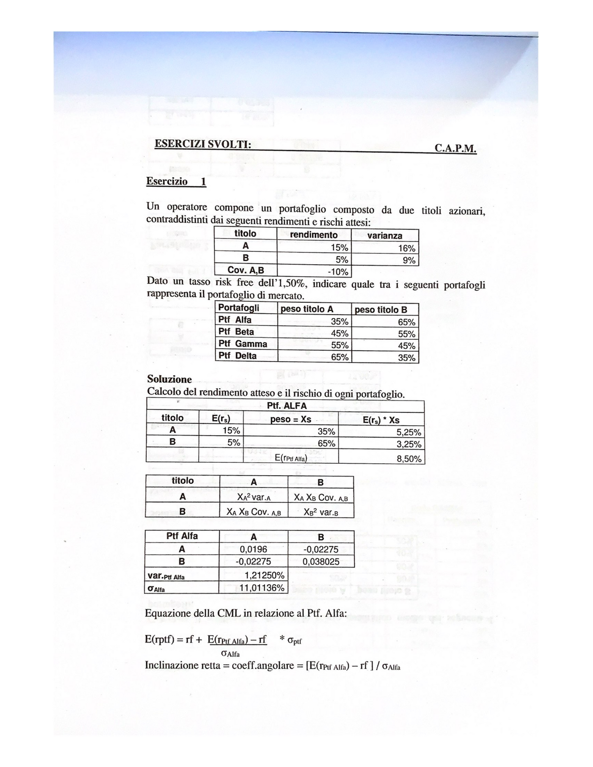 Finanza aziendale ( completo/ esercizi + domande)