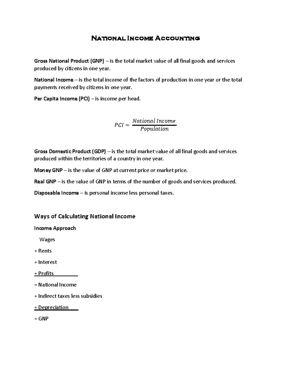 Week 8 - To inform - National Income Accounting Gross National Product ...