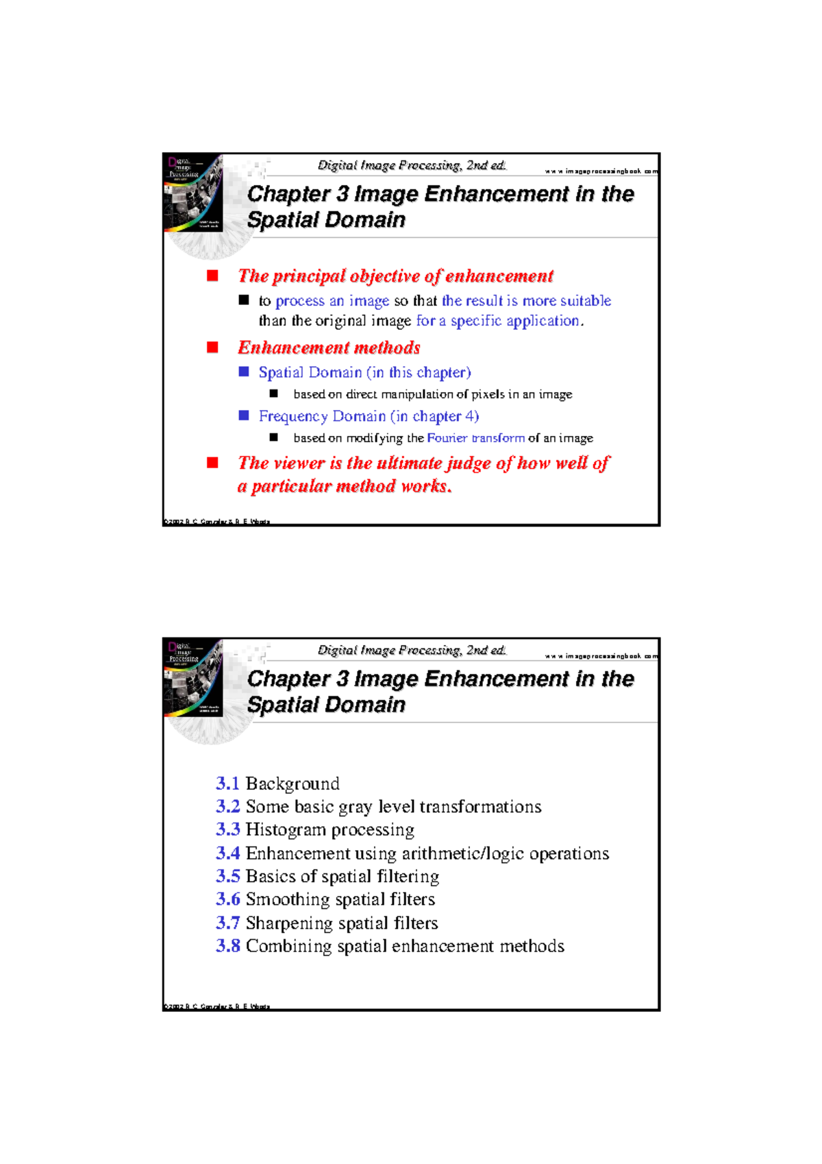 03 Enhancement digital image - Digital Image Processing, 2nd ed ...