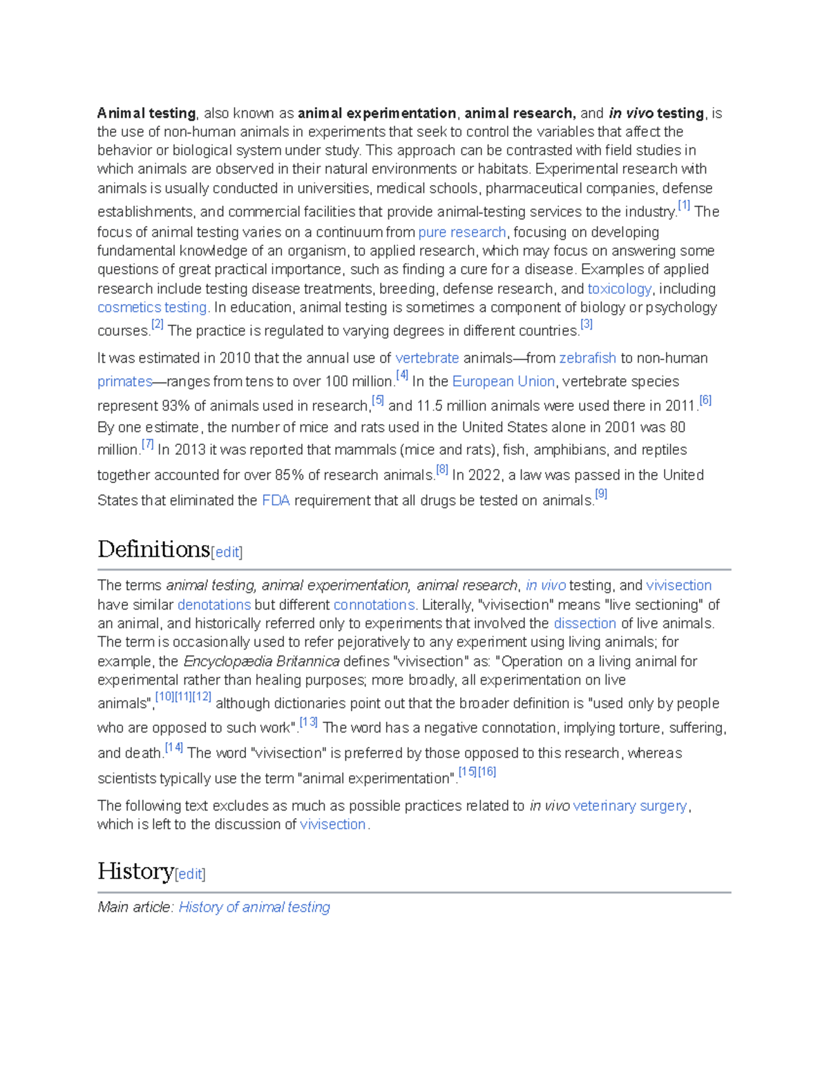 Untitled document - World history - Animal testing, also known as ...
