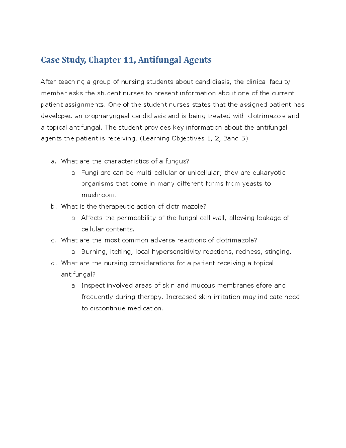 Chapter 11 Case Study - Focus On Nursing Pharmacology Case Studies For ...