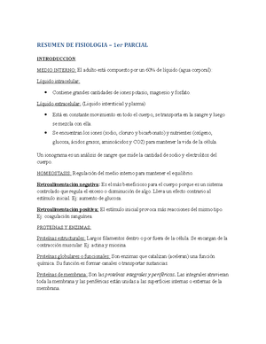 Fisio Resumen - IntroducciÓn Homeostasis →capacidad Del Organismo Para 