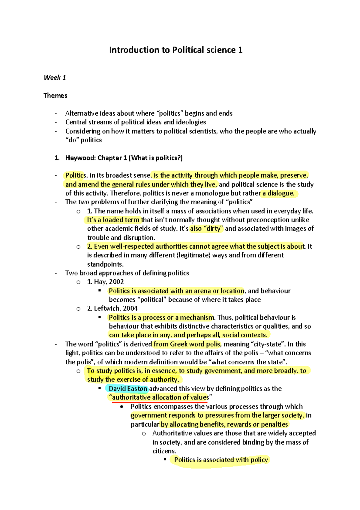 IPol Chapter 1 + 2 Notes Good Notes - Introduction To Political Science ...