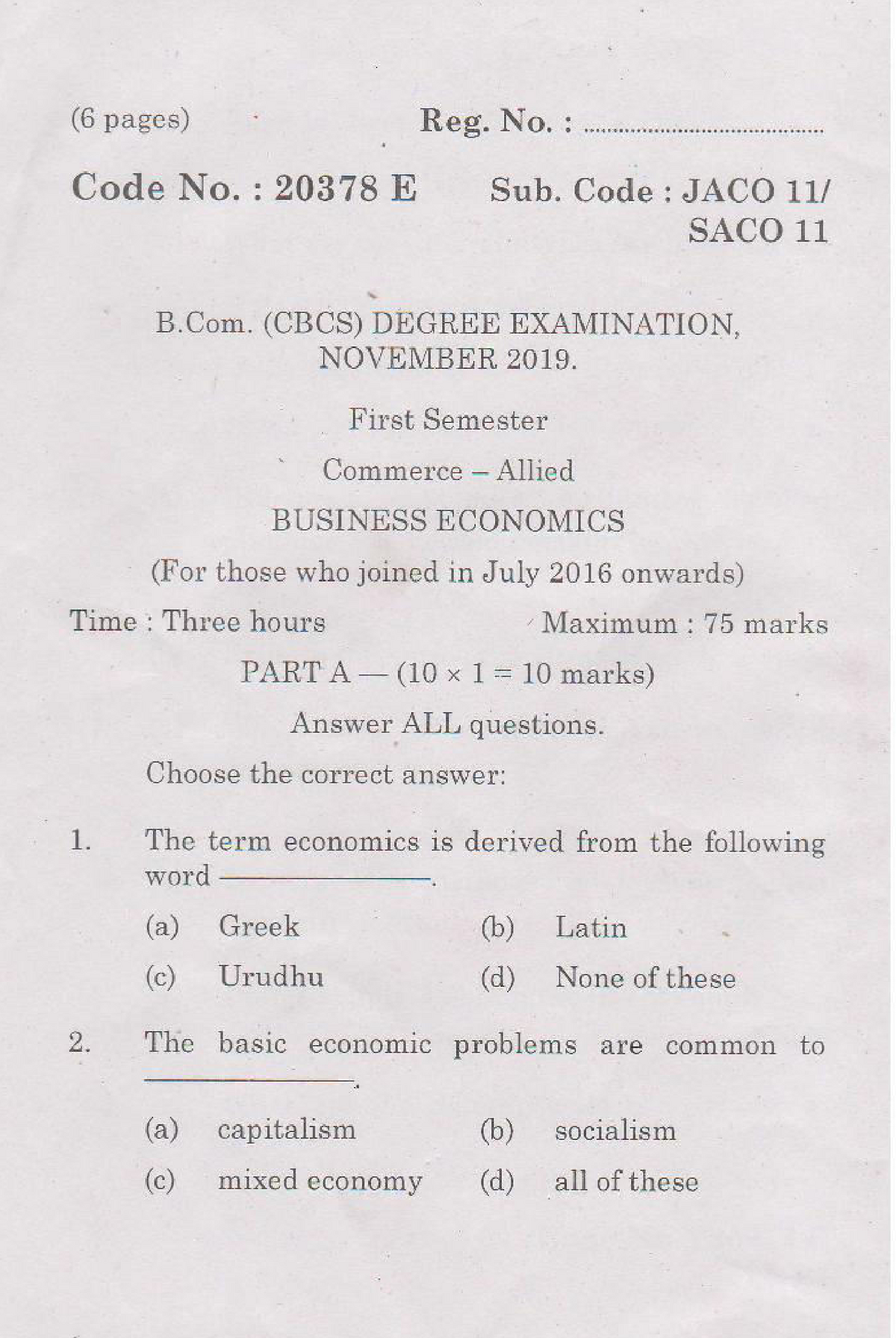 mba economics assignment