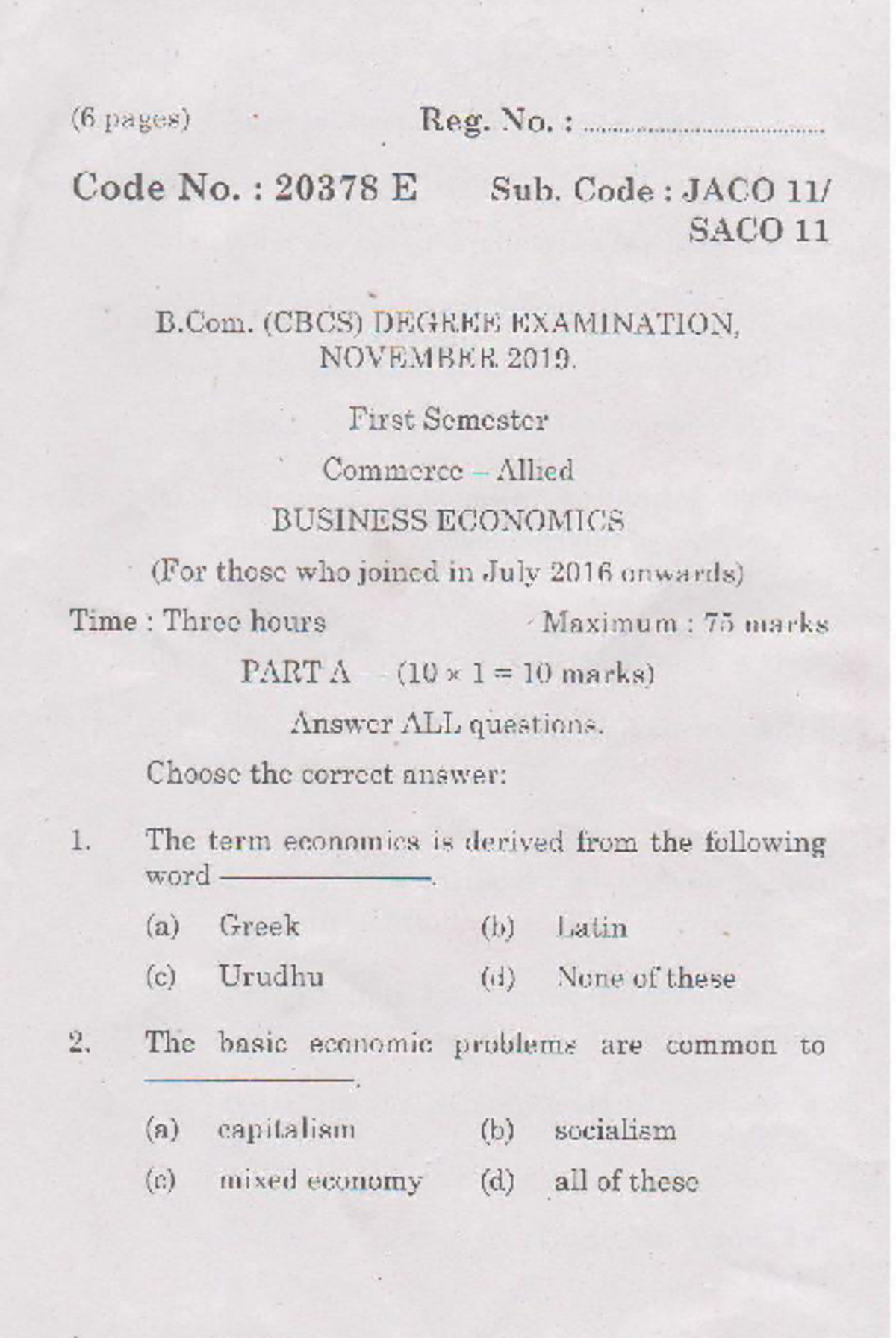 mba economics assignment