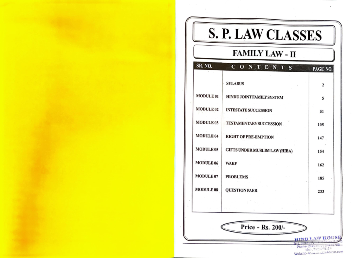 Famil LAW 2 pathan notes - S. P. LAW CLASS MODULE0 l MODULE 02 MODULE ...