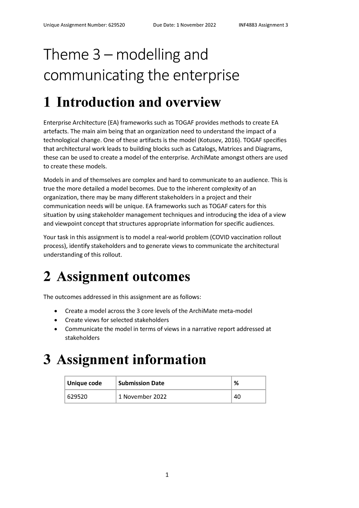 INF4883 Assignment 3 2022 - Theme 3 – Modelling And Communicating The ...