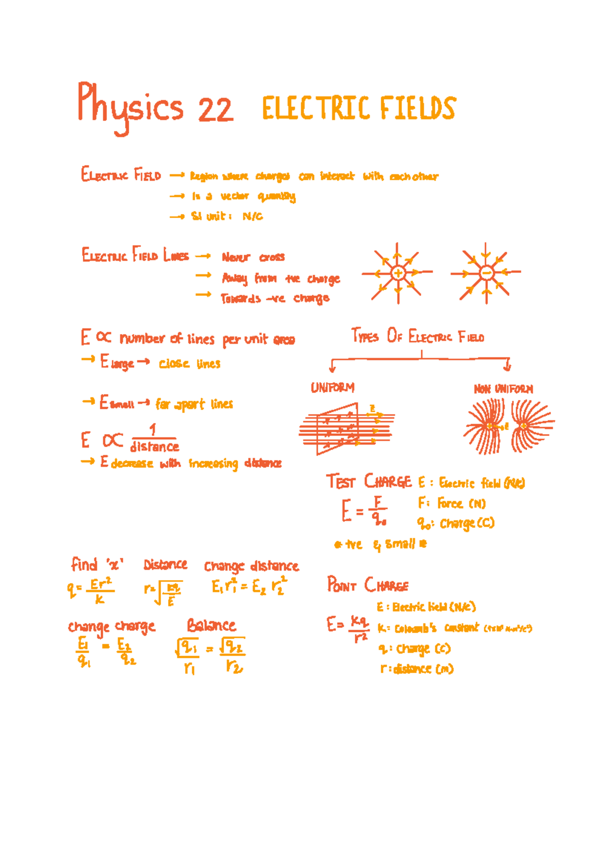 Physics 22 - Handwritten Notes - Hysics 22 ELECTRIC FIELDS ELECTRIC ...