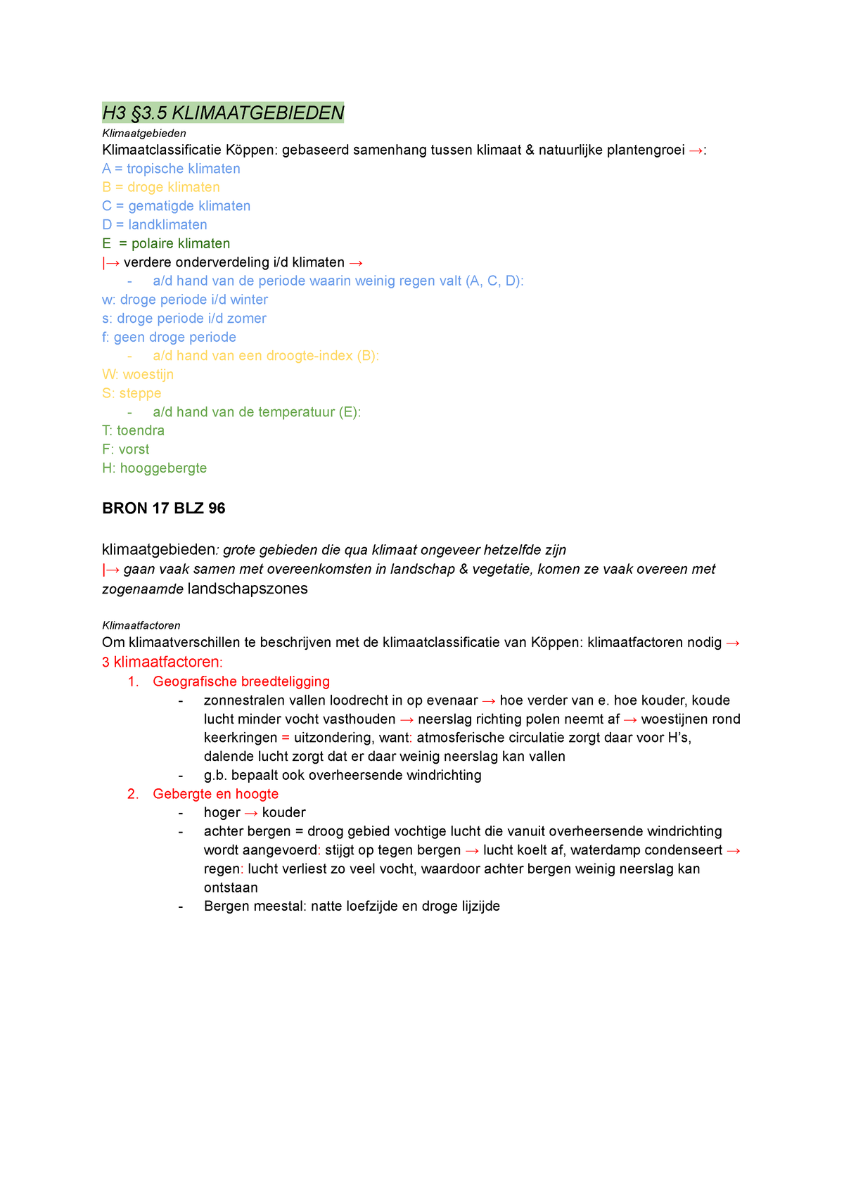 Meerdere Samenvattingen - H3 §3 KLIMAATGEBIEDEN Klimaatgebieden ...