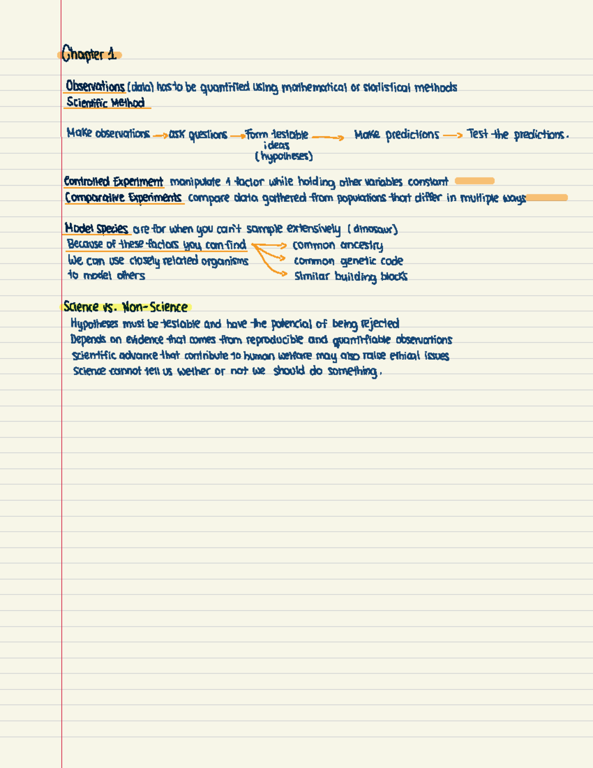 Org Biology ch 1 - Summary of my lecture notes - Chapter 1 Observations ...