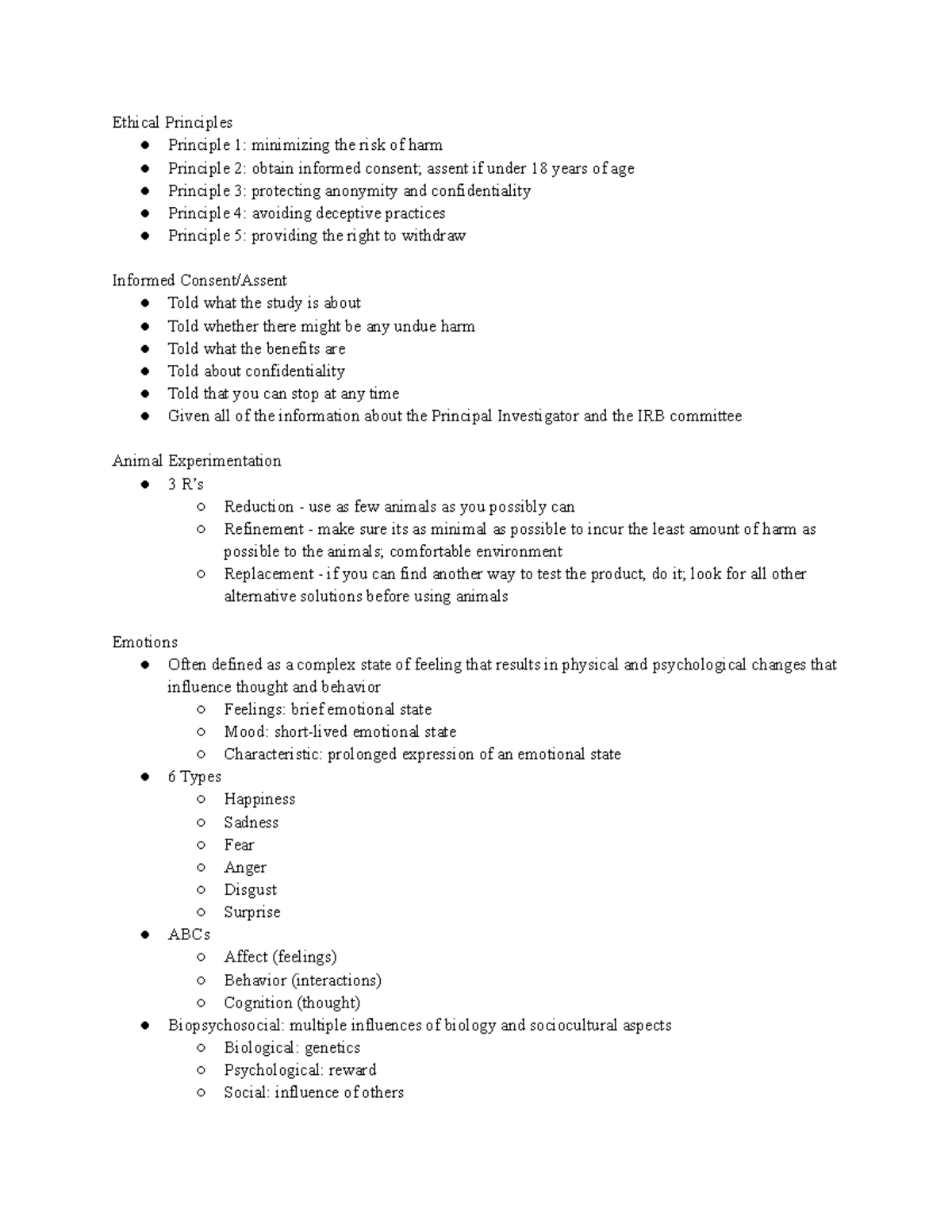 PSYC 111 - 2 9 22 - ethical principles, emotions - Ethical Principles ...