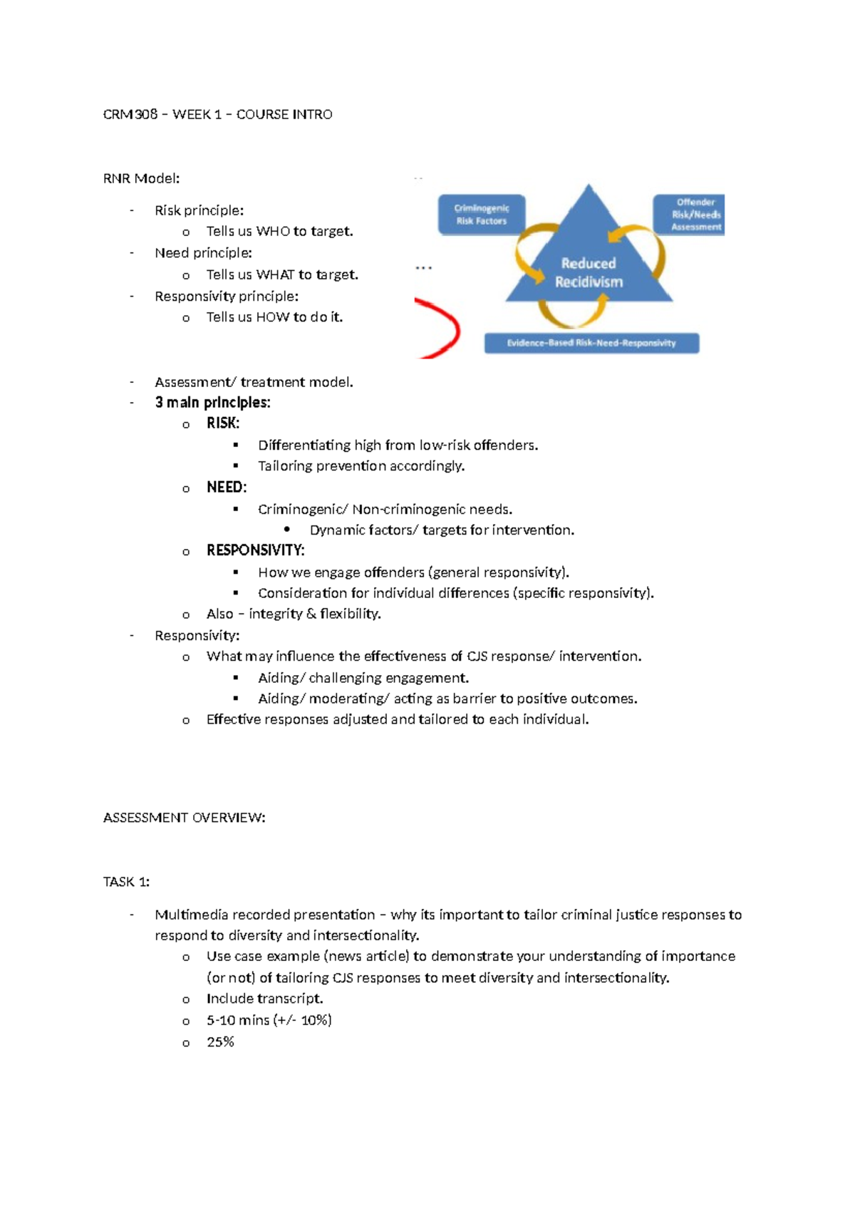 WEEK 1 - Intro - WEEK 1 NOTES - CRM308 – WEEK 1 – COURSE INTRO RNR ...