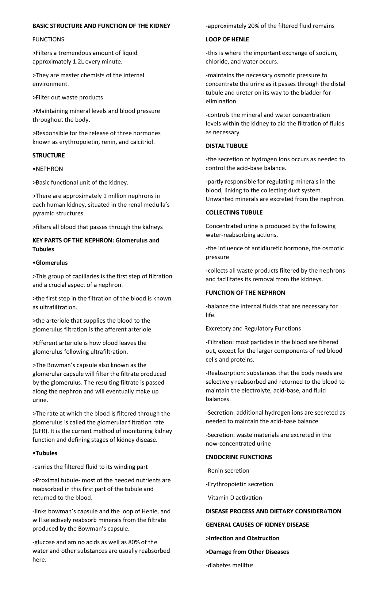 Kidney BASIC STRUCTURE AND FUNCTION OF THE KIDNEY FUNCTIONS Filters