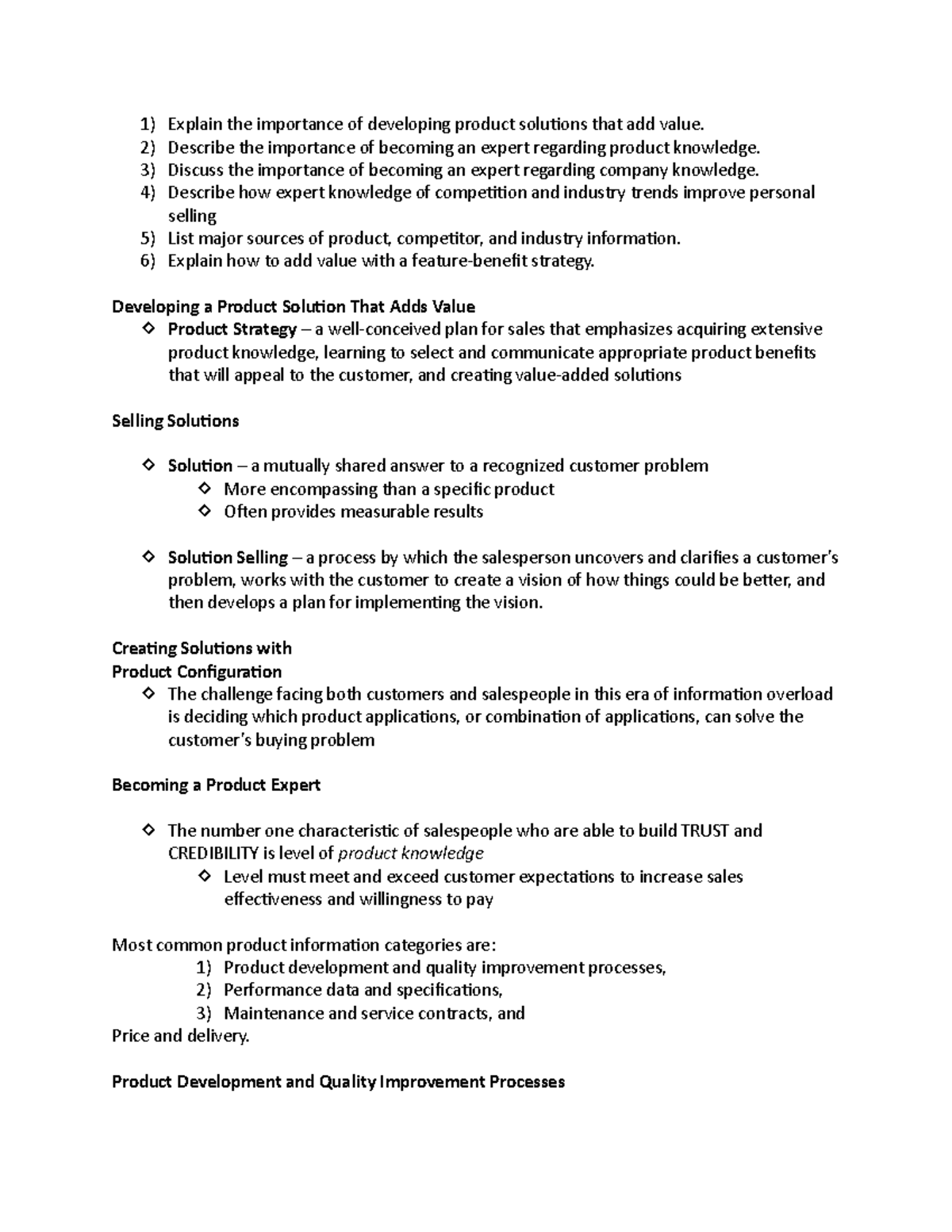 Professional selling chapter 6 - Explain the importance of developing ...