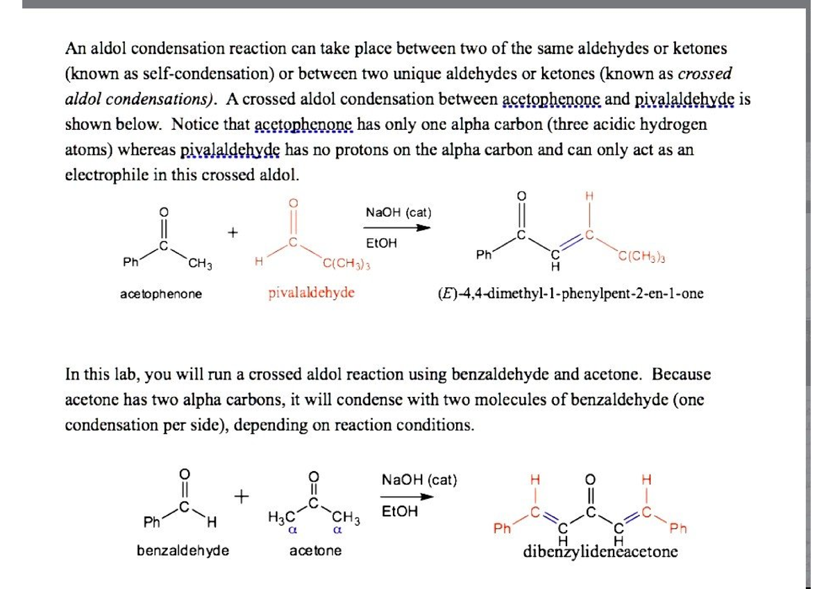 Aldol condensation reaction - Organic chemistry - Studocu