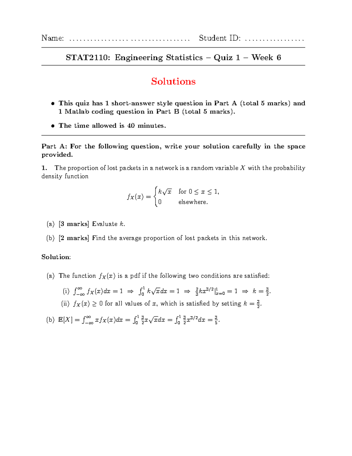 Quiz1 2019 1-s(2)A - Name:.................................. Student ID