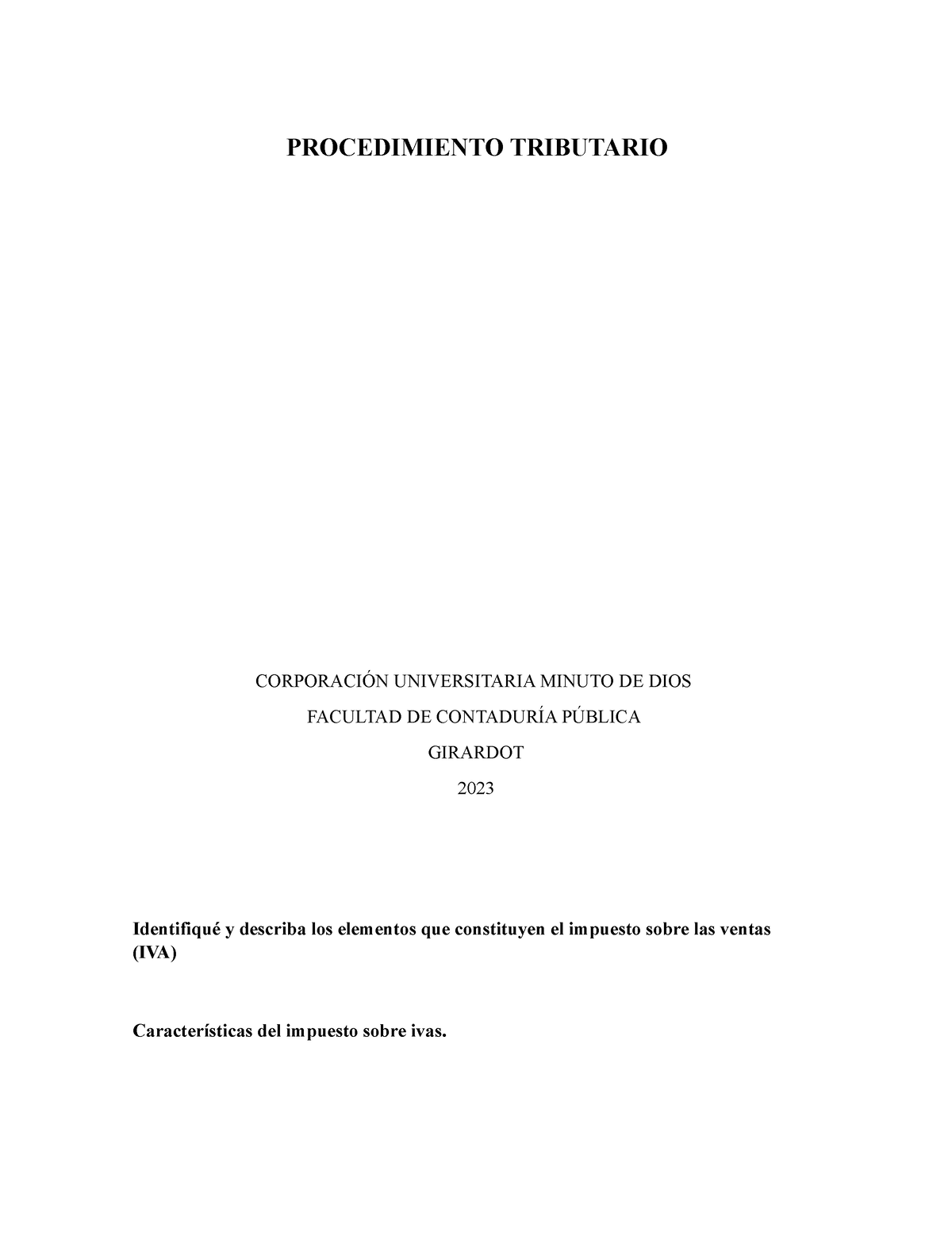 Procedimiento Tributario Act 1 - PROCEDIMIENTO TRIBUTARIO CORPORACIÓN ...