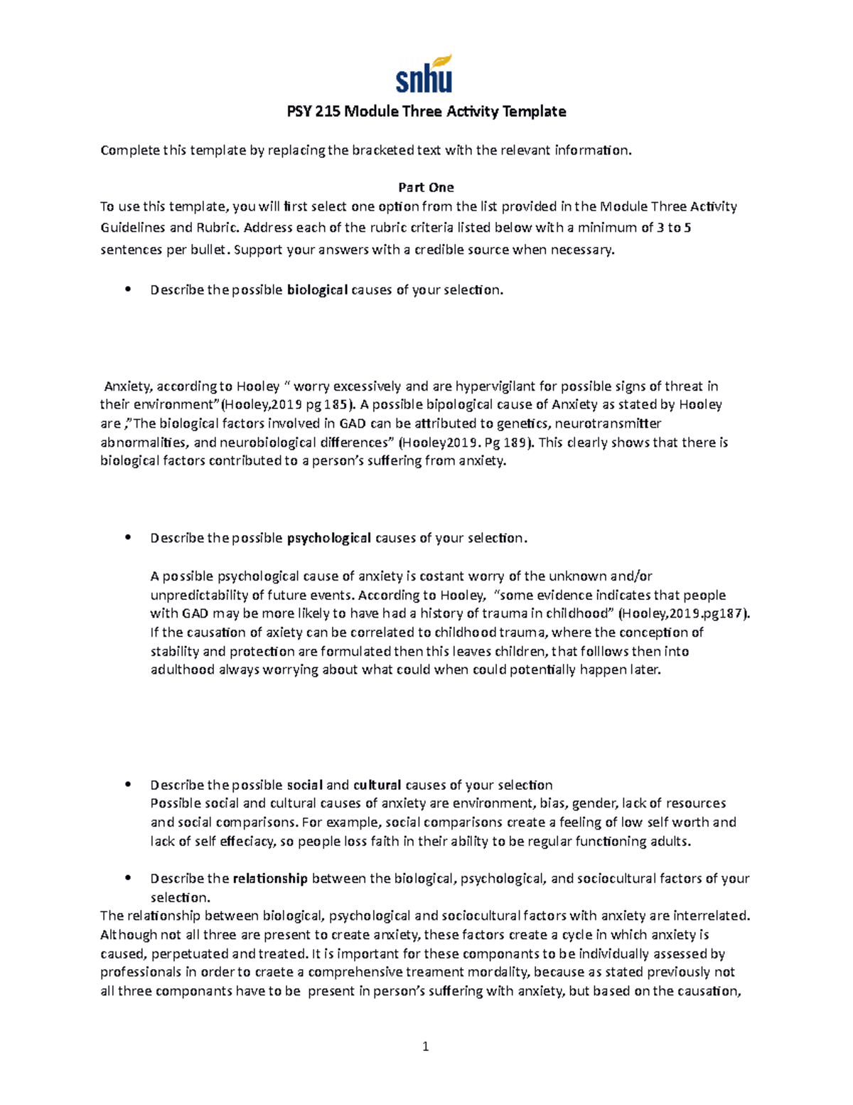 PSY 215 Module Three Activity Template - PSY 215 Module Three Activity ...