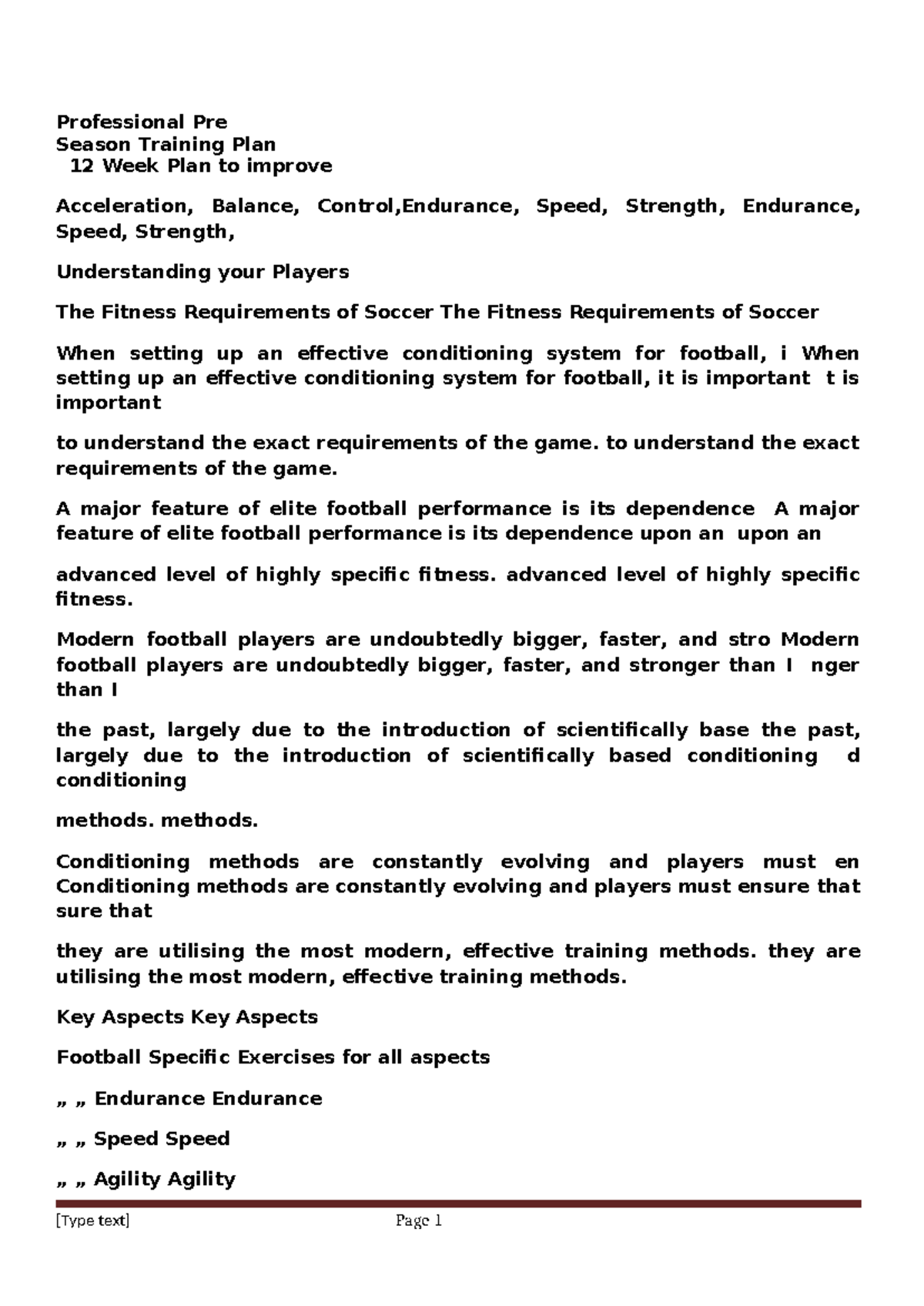 New Microsoft Office Word Document - Professional Pre Season Training ...
