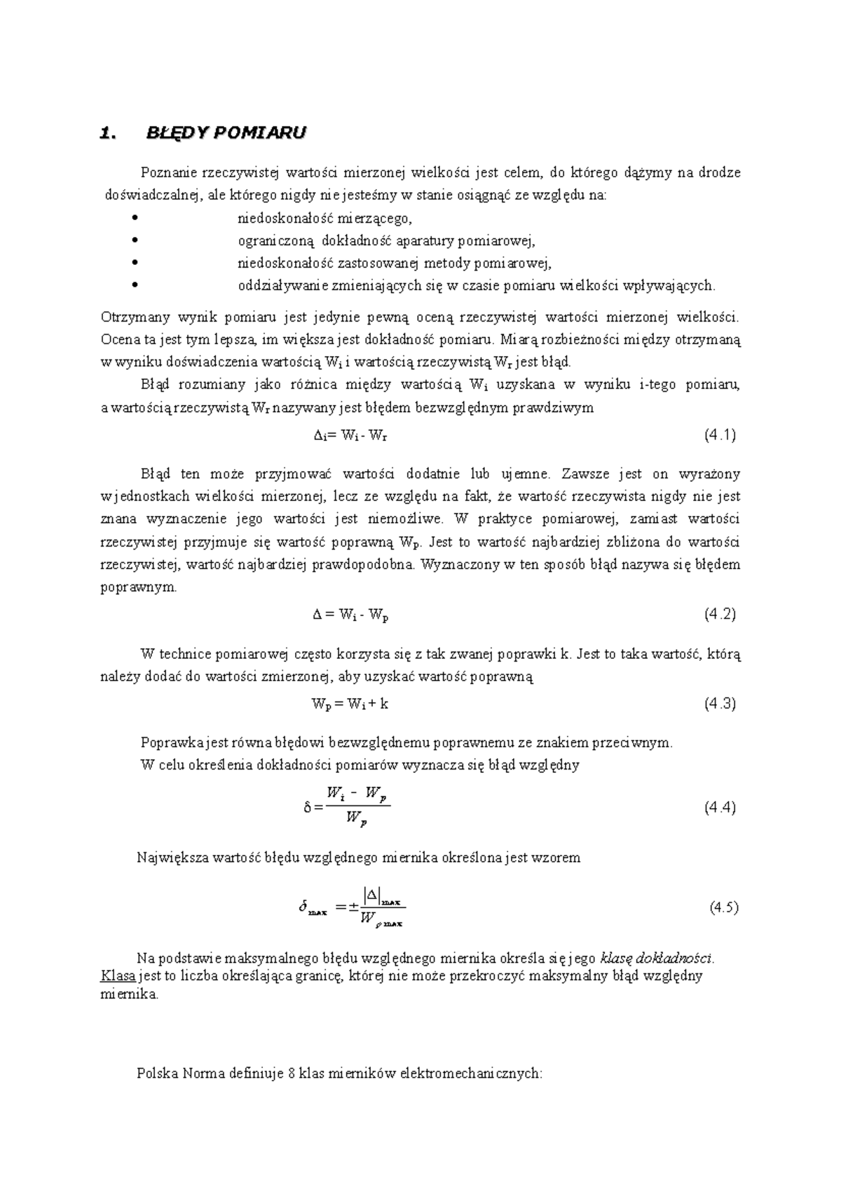 Rozdzia 4 - Notatki Z Wykładu Z Metrologii - 1. POMIARU Poznanie ...