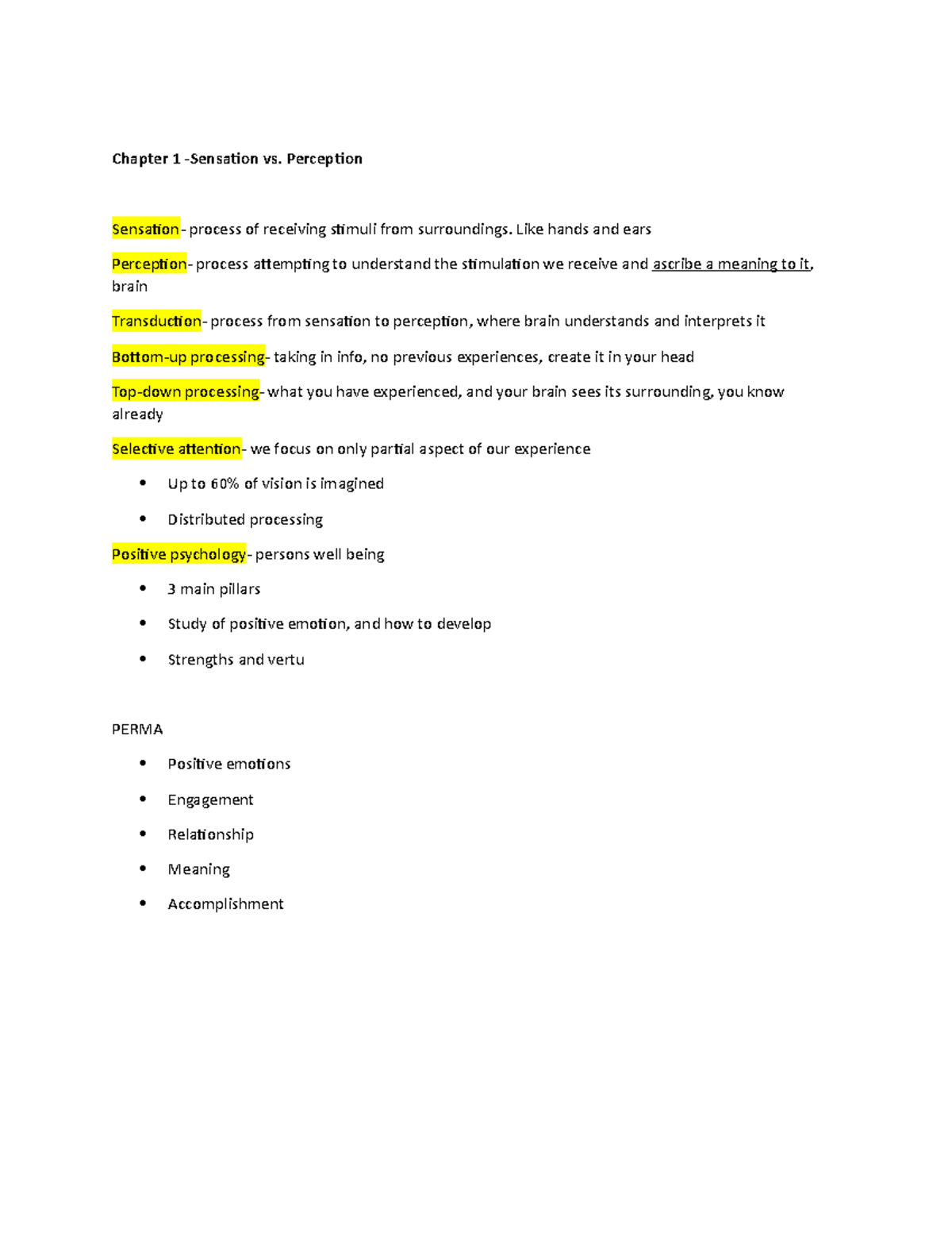 Chapter 1 -Sensation Vs. Perception - Chapter 1 -Sensation Vs ...