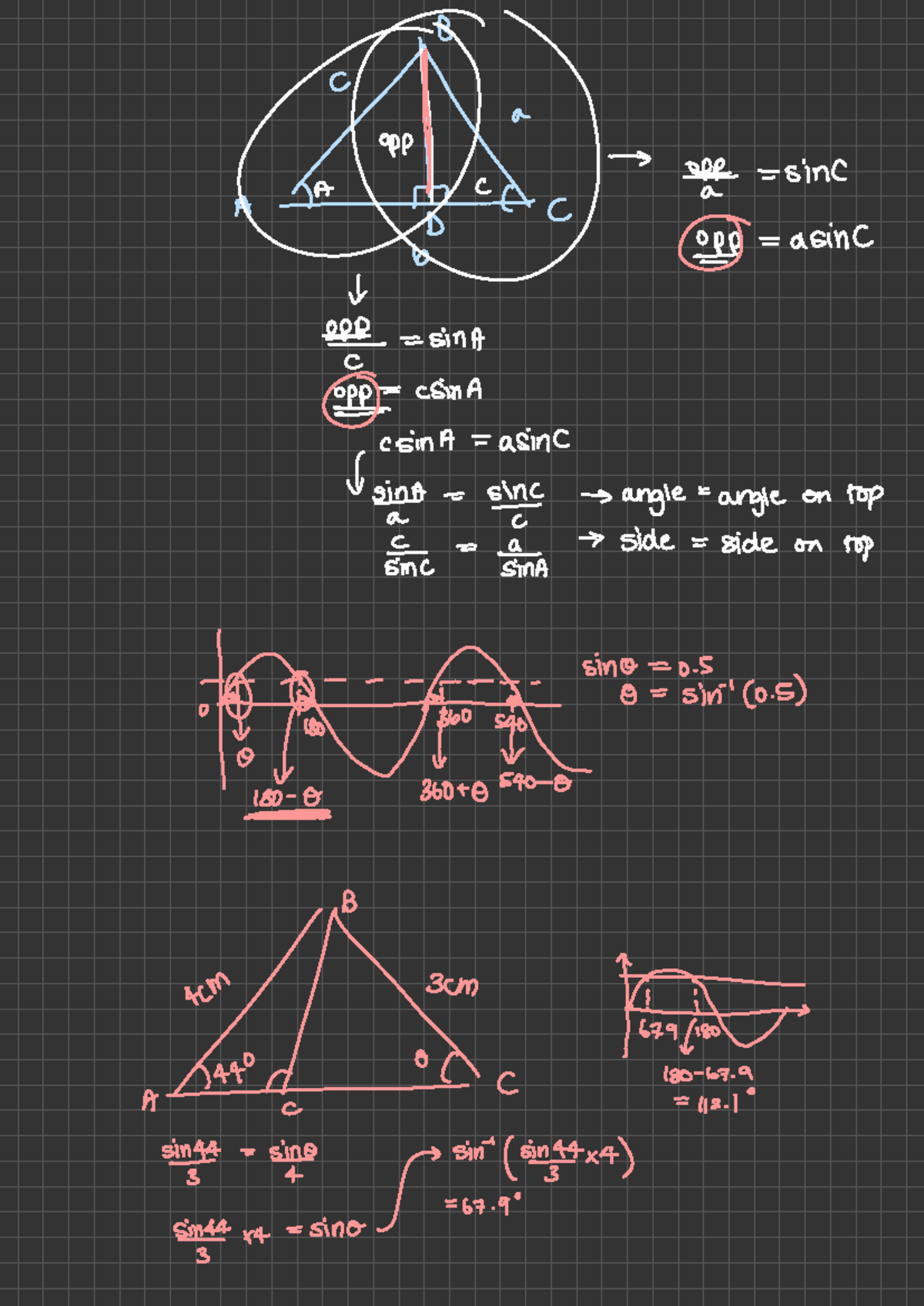 9B-9D class notes - = asinC sinc ↓ sinA SinA (sinA = asinC ↓ Sin A ...
