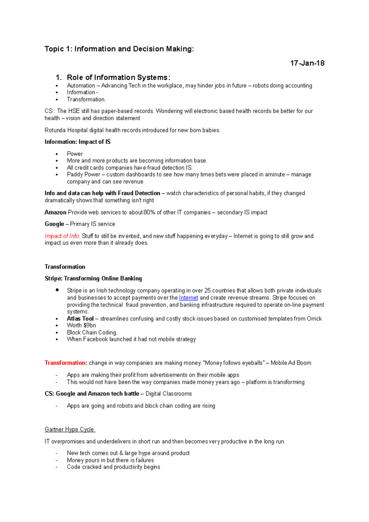 Information and Decision Making - Topic 1: Information and Decision ...