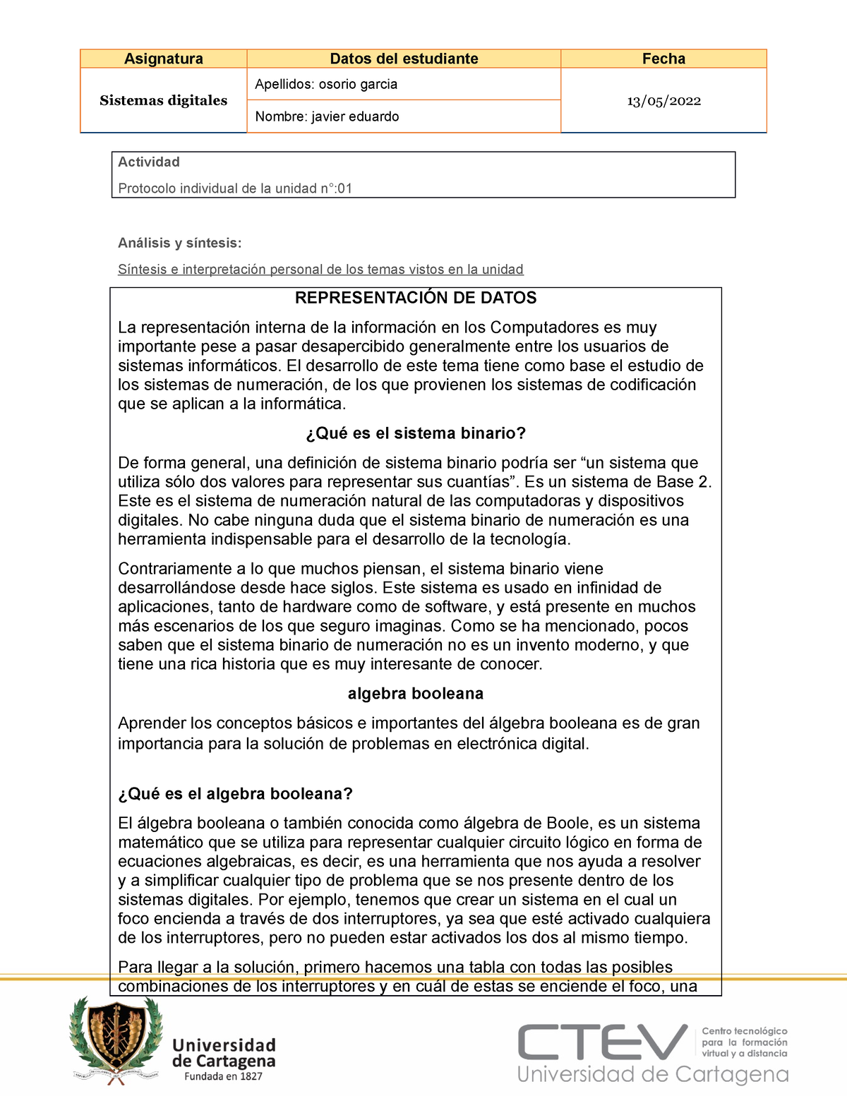 Plantilla Protocolo Individual - Asignatura Datos Del Estudiante Fecha ...