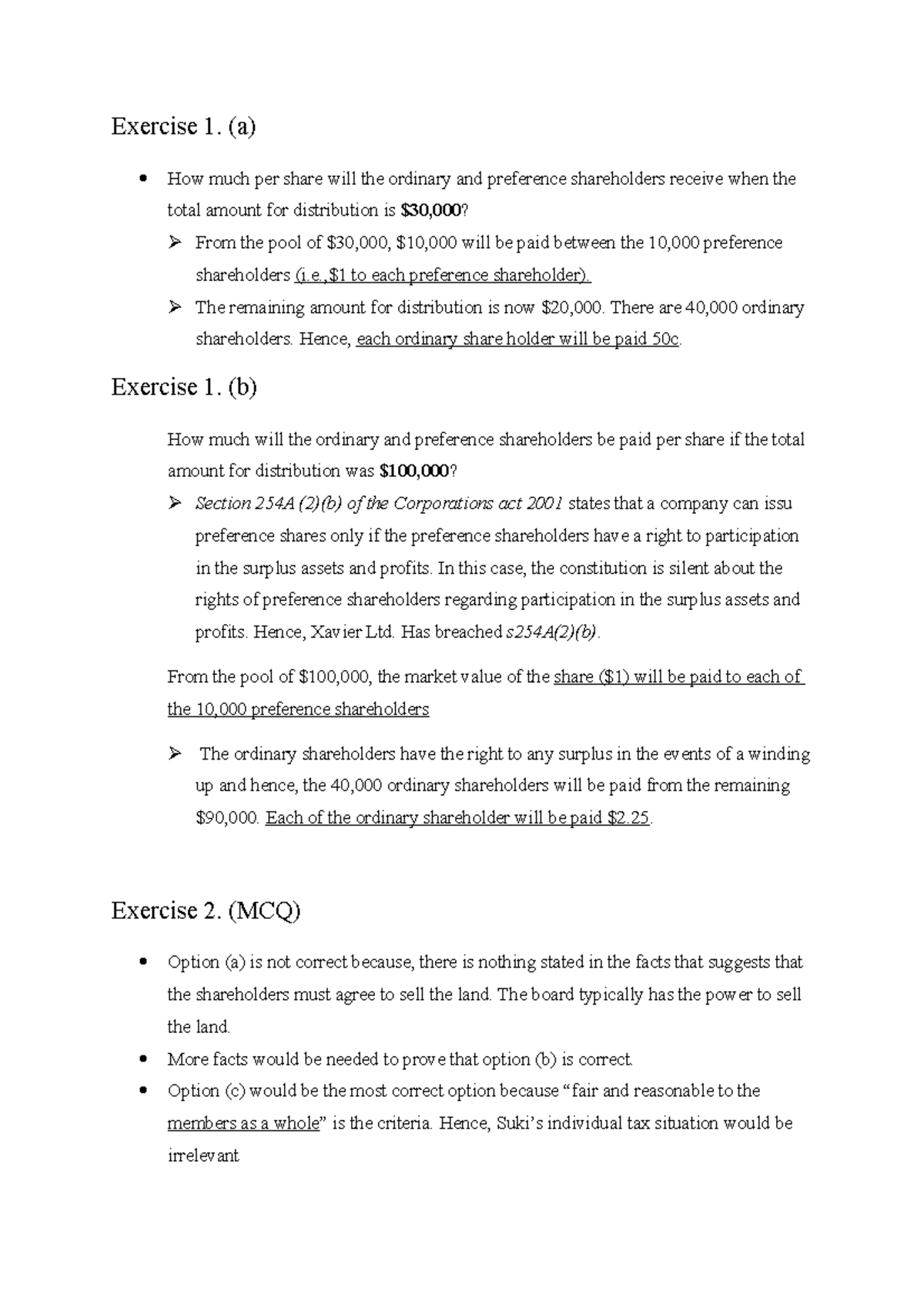 assignment worksheet 18.4 shareholders