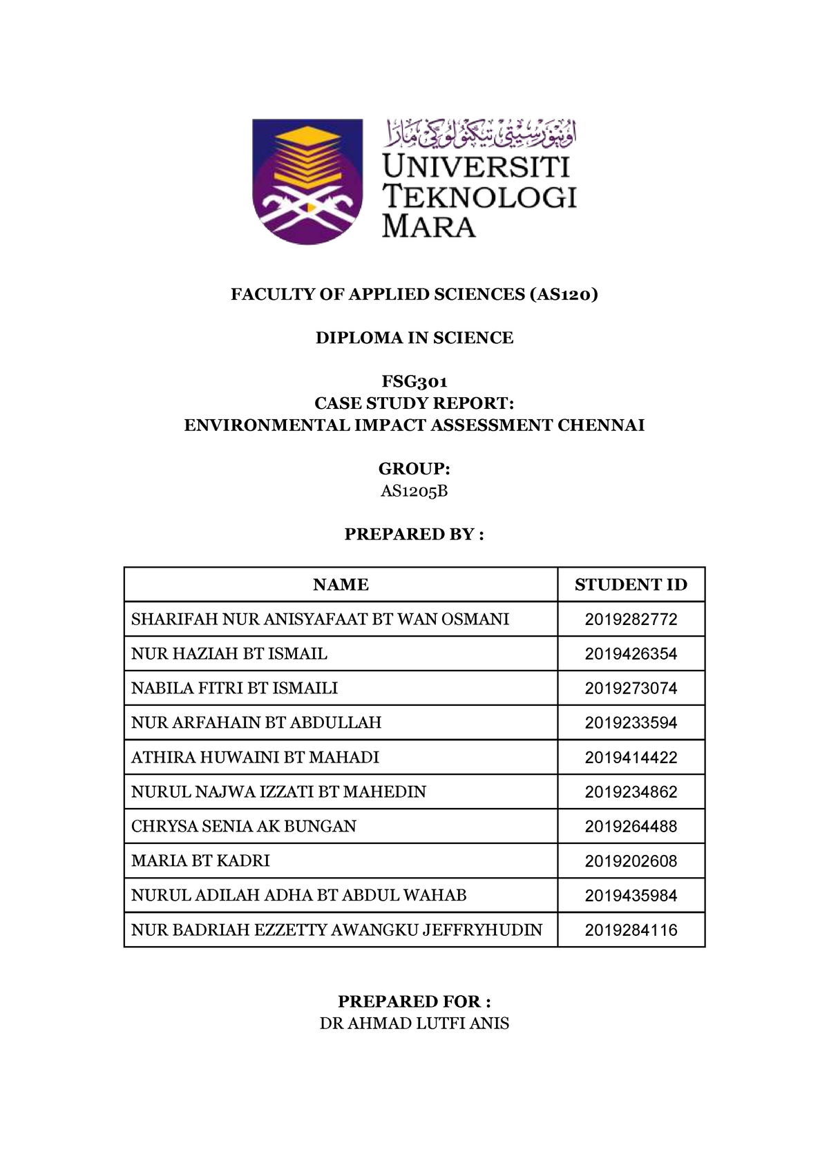 case study report fsg301