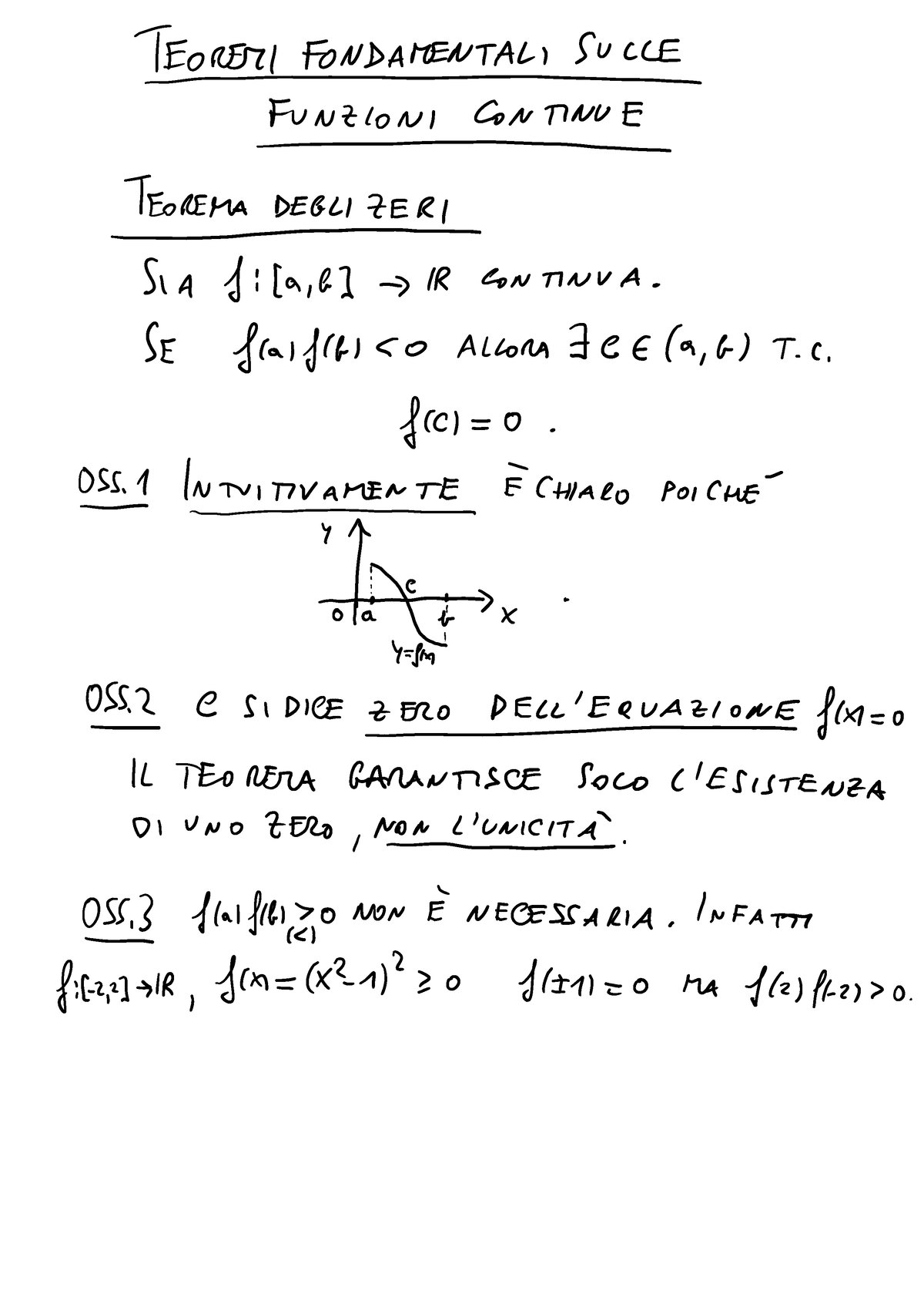 Teoremi Funzioni Continue - Analisi Matematica 1 - StuDocu