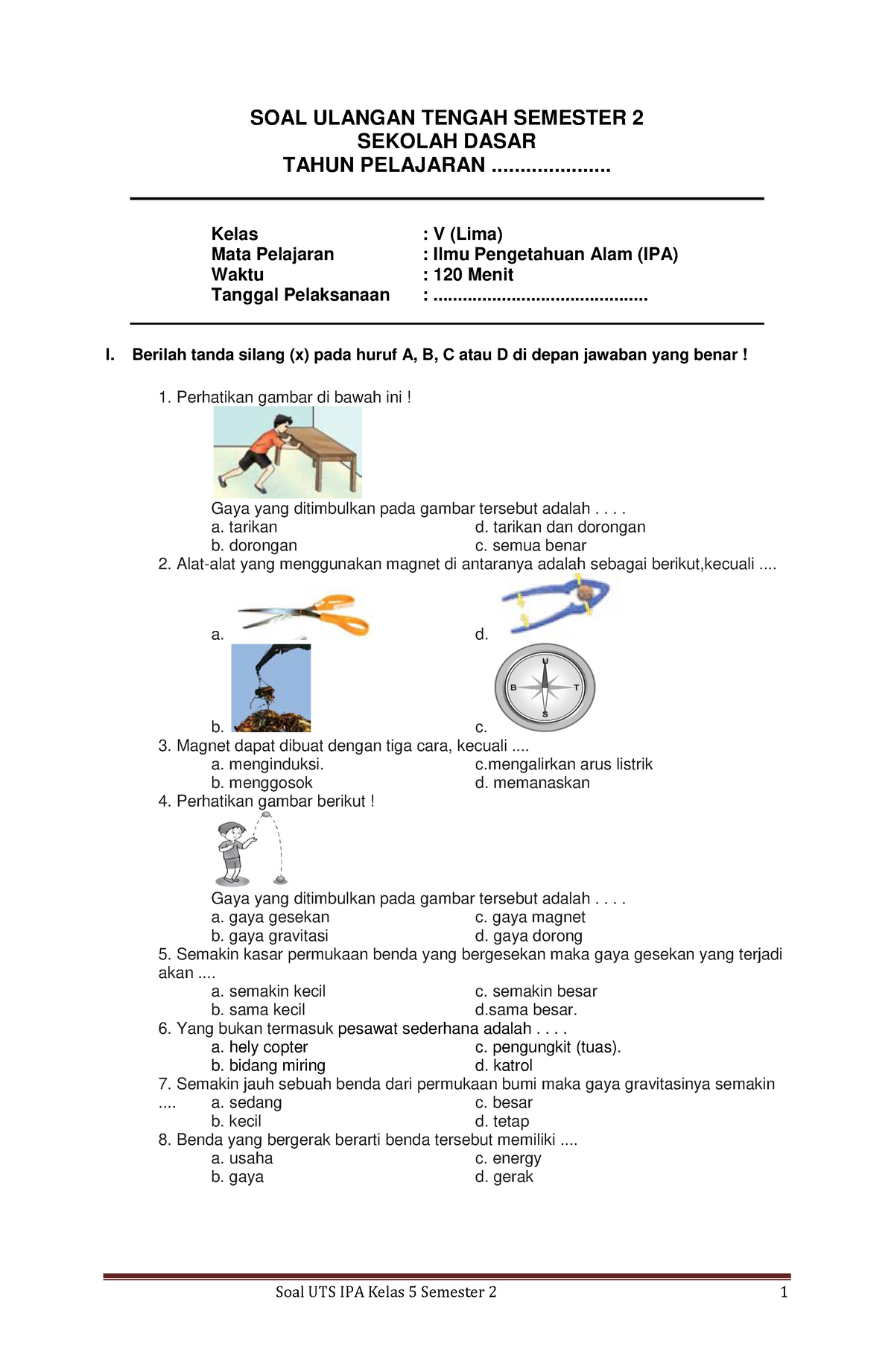 UTS IPA 5 - UTS IPA 5 - Sekolahdasar | Soal UTS IPA Kelas 5 Semester 2 ...