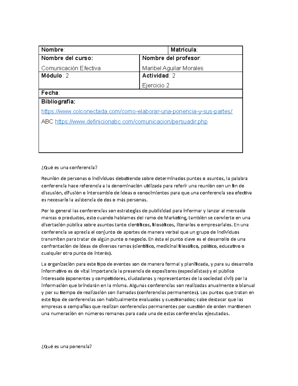 Ejercicio 2 Comunicacion Efectiva - comunicación efectiva - TecMilenio ...
