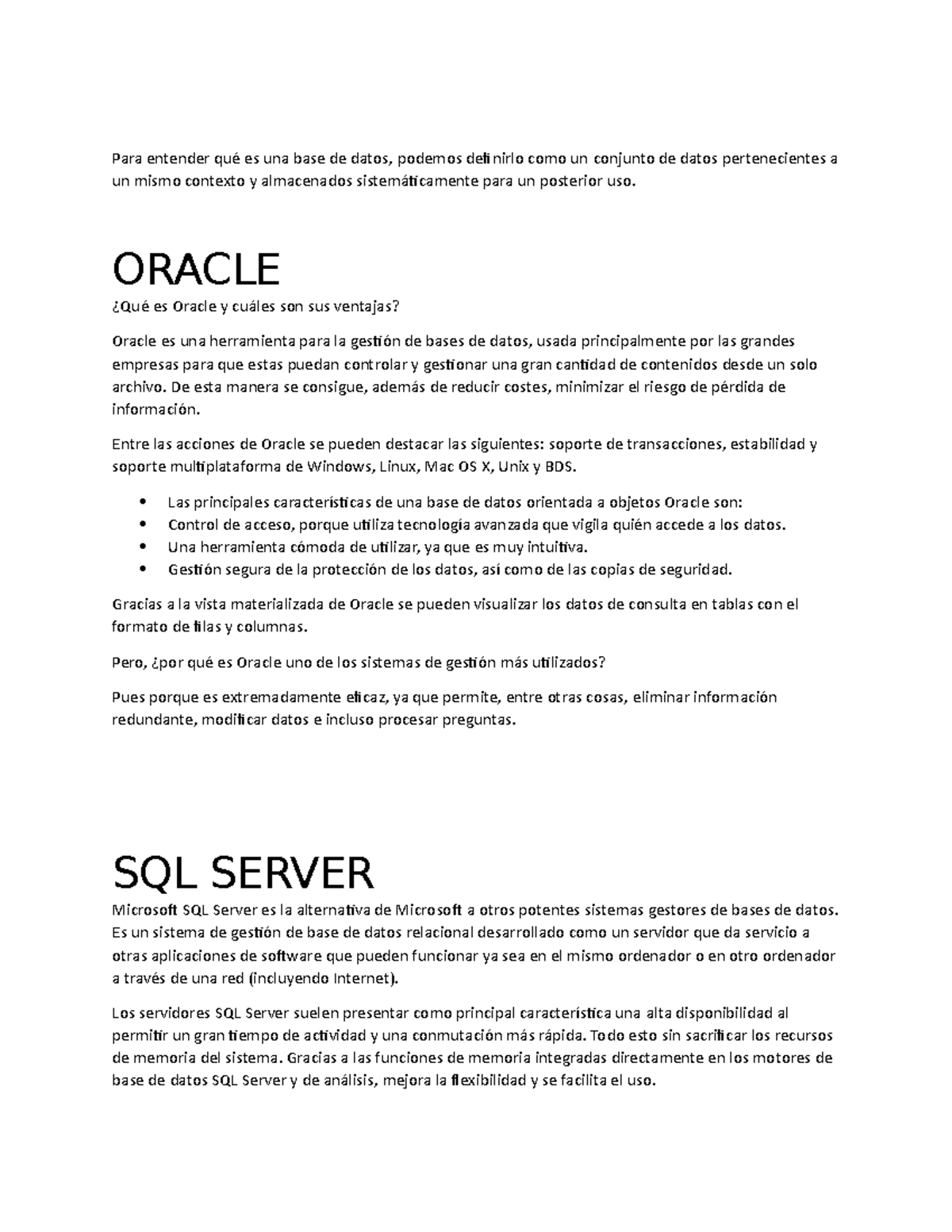Oracle VS SQL Server - Para entender qué es una base de datos, podemos ...