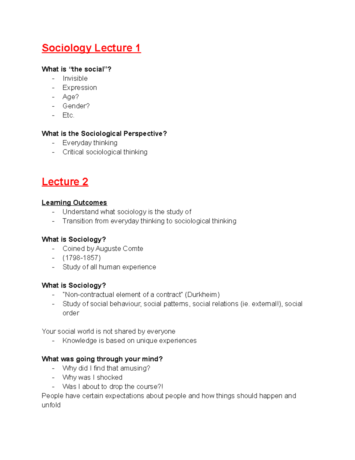 Introduction to Sociology - Sociology Lecture 1 What is “the social ...