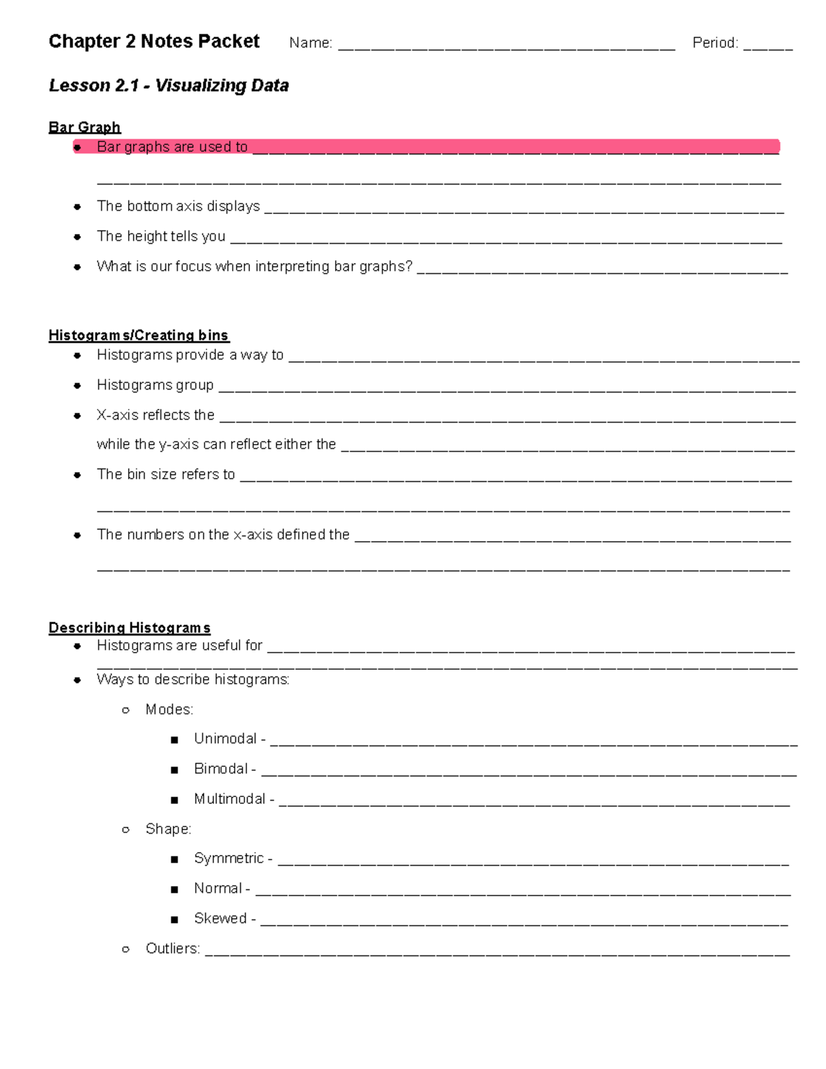 23-24 Chapter 2 Notes Template - Chapter 2 Notes Packet Name: - Studocu