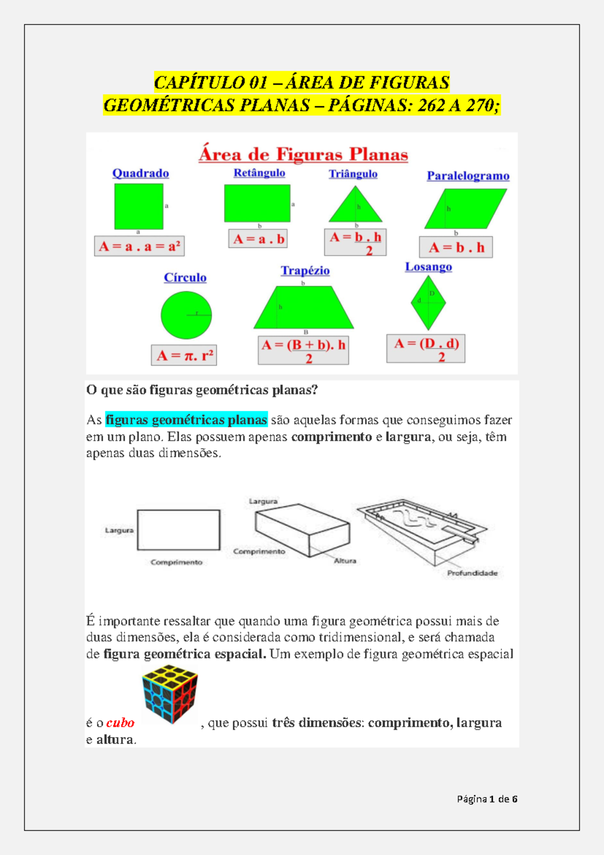 Áreas DE Figuras Planas - CAPÍTULO 01 – ÁREA DE FIGURAS GEOMÉTRICAS ...