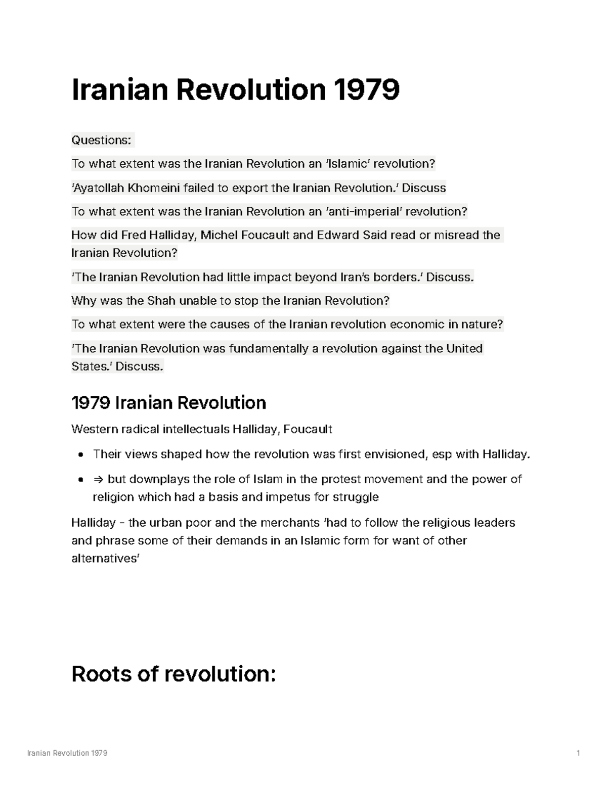 iranian revolution essay questions